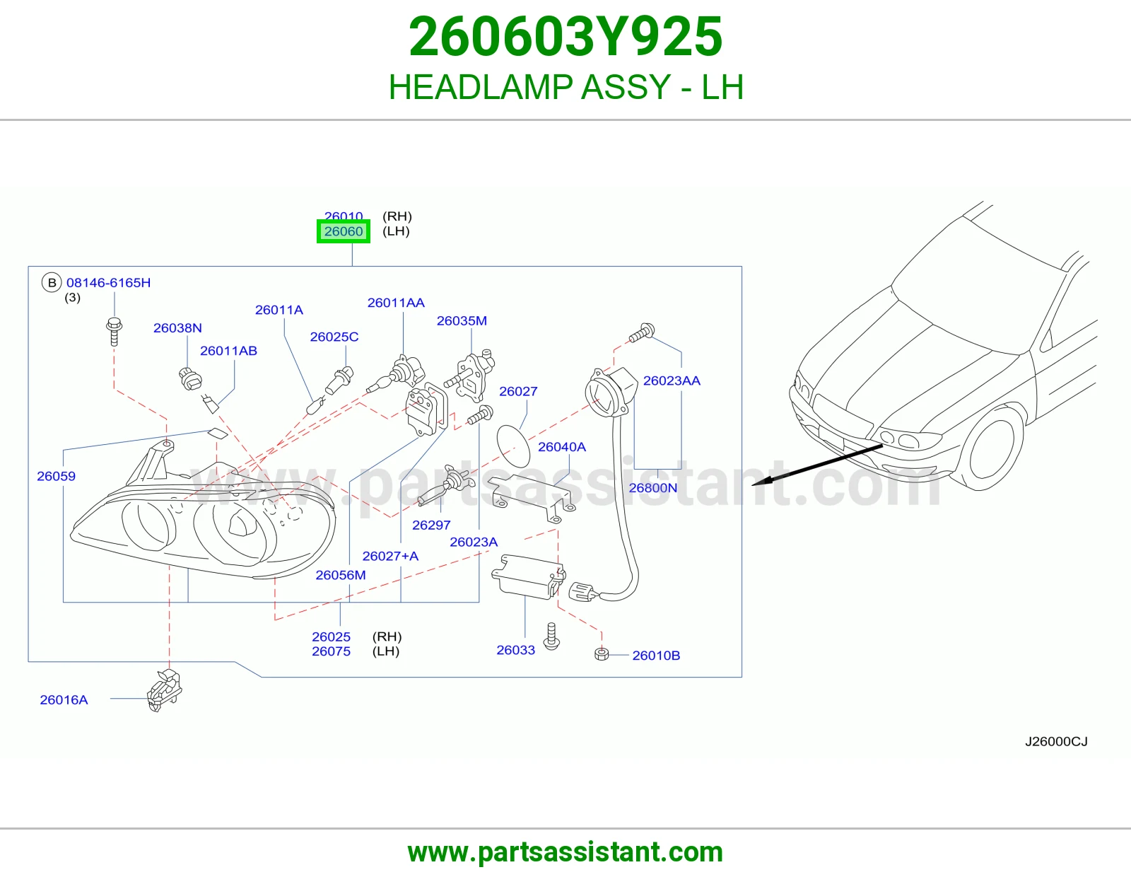 HEADLAMP ASSY - LH