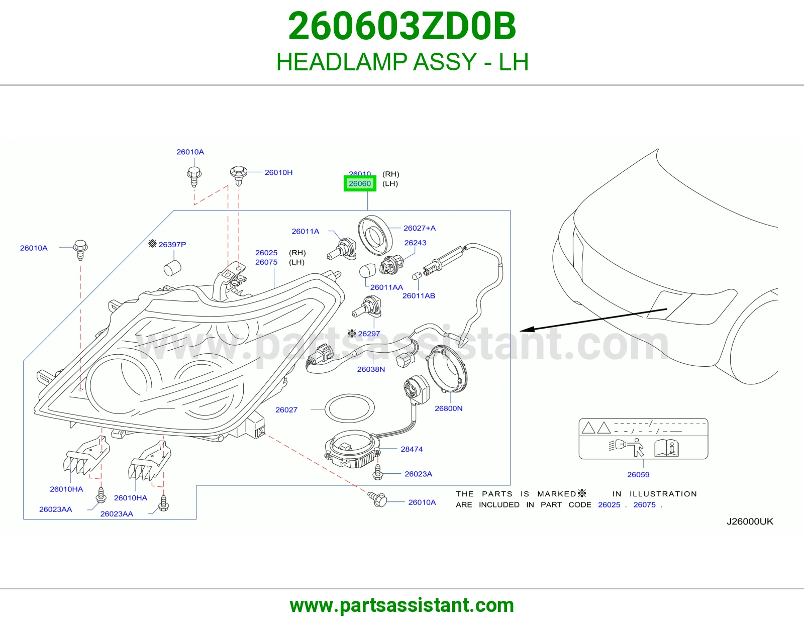 HEADLAMP ASSY - LH