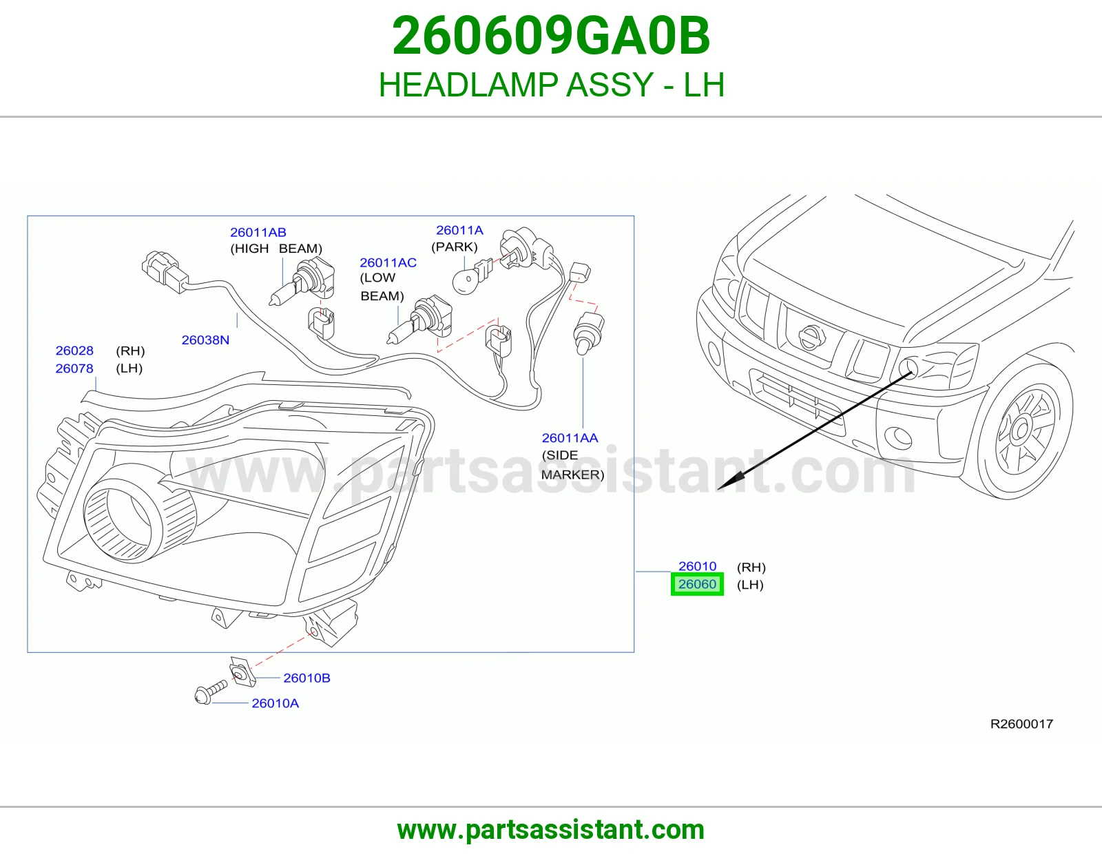 HEADLAMP ASSY - LH