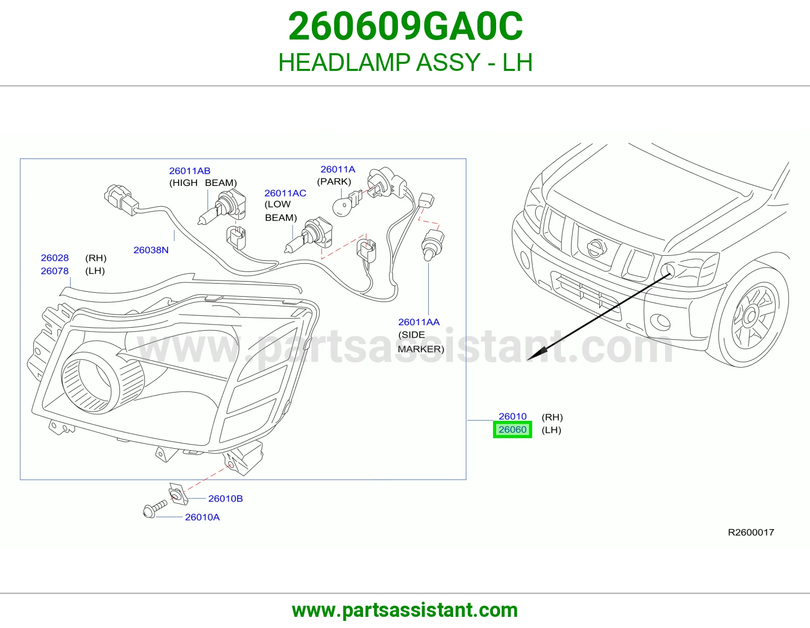 HEADLAMP ASSY - LH