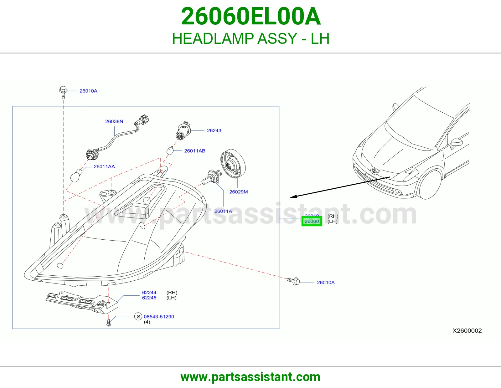 HEADLAMP ASSY - LH