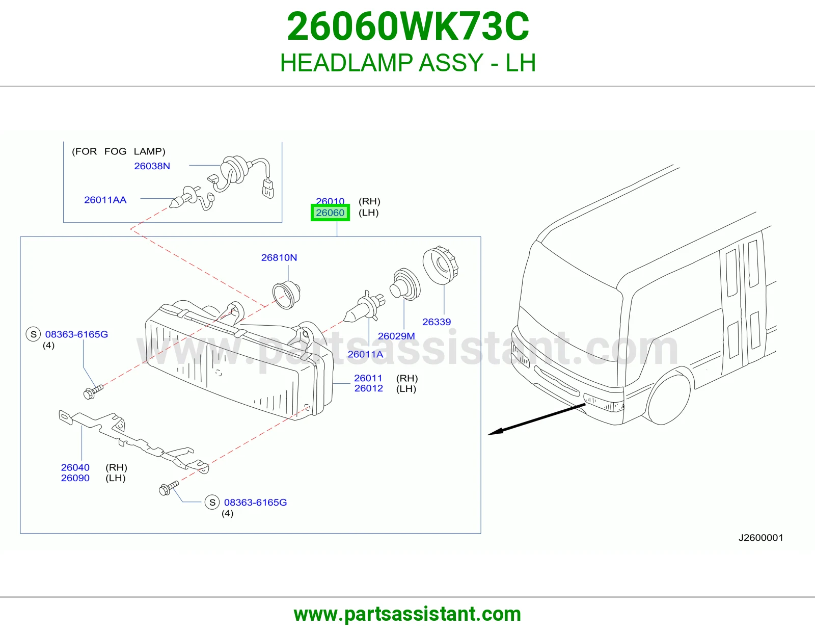 HEADLAMP ASSY - LH