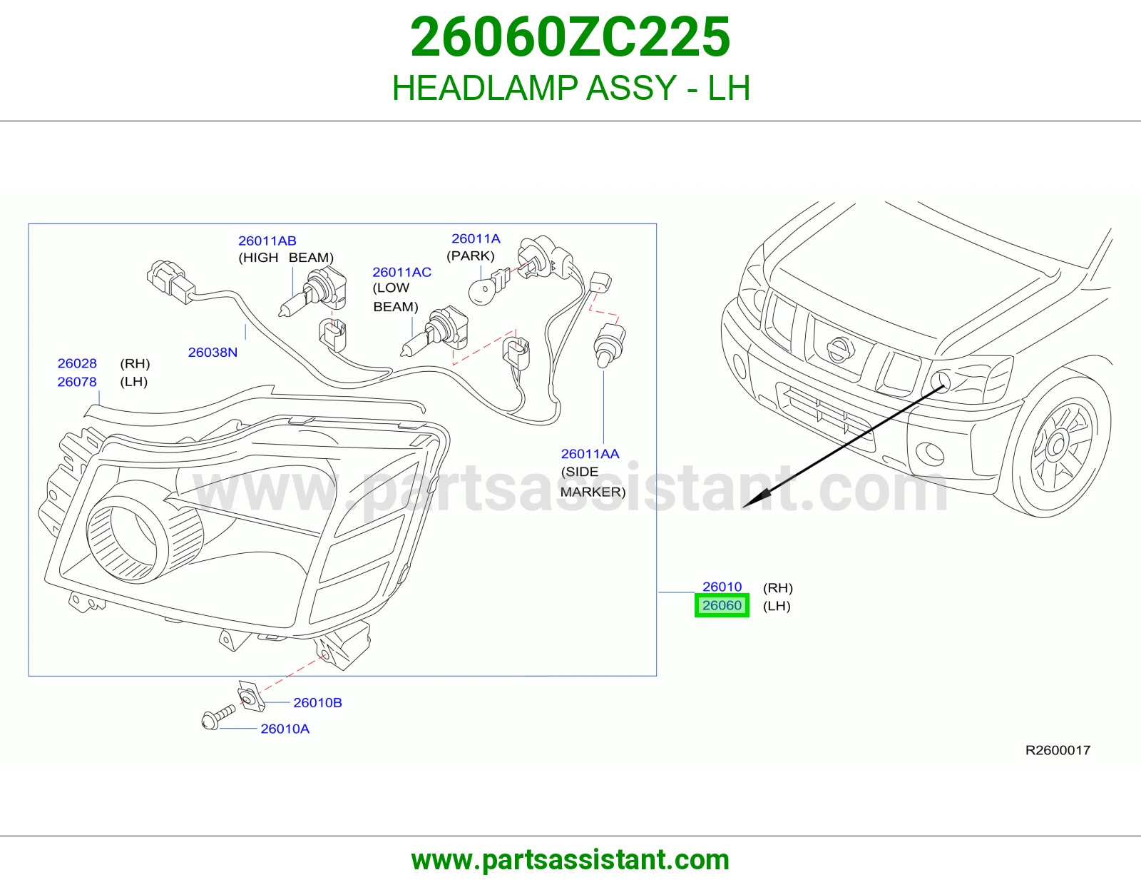 HEADLAMP ASSY - LH