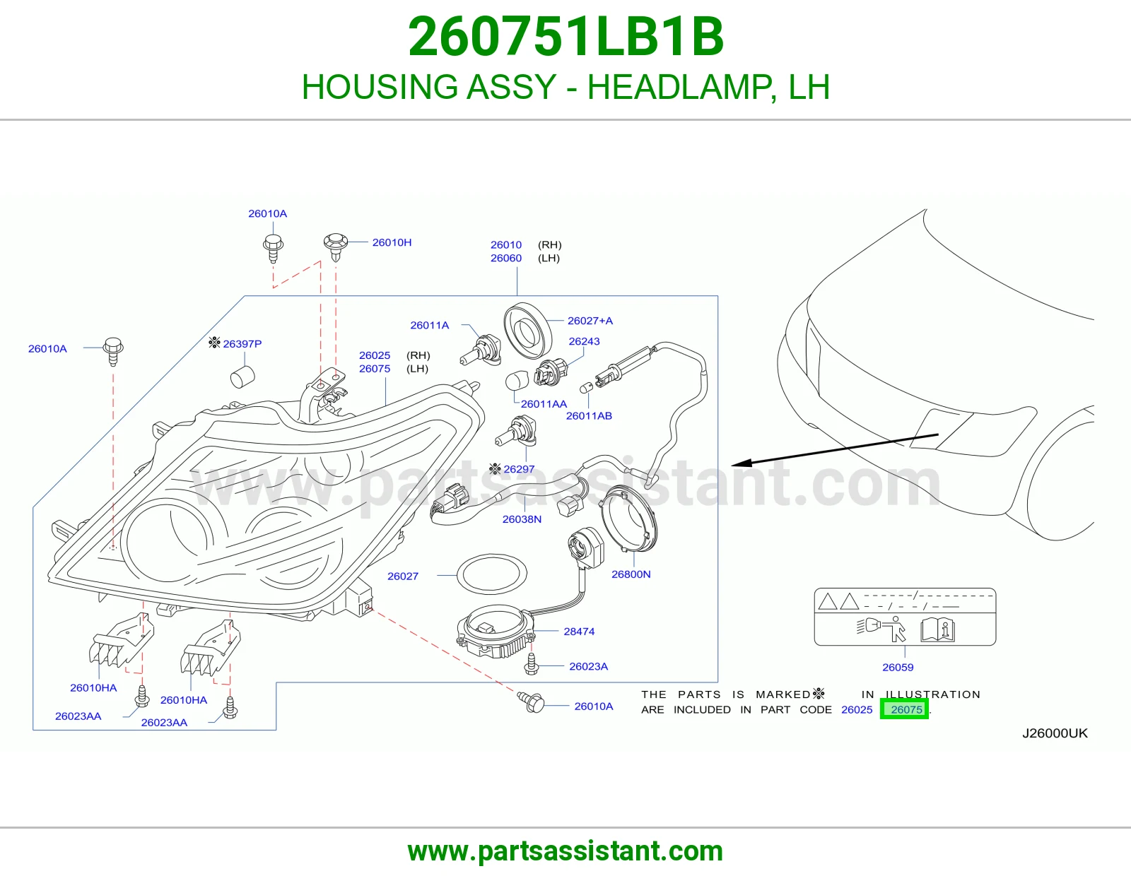 HOUSING ASSY - HEADLAMP, LH