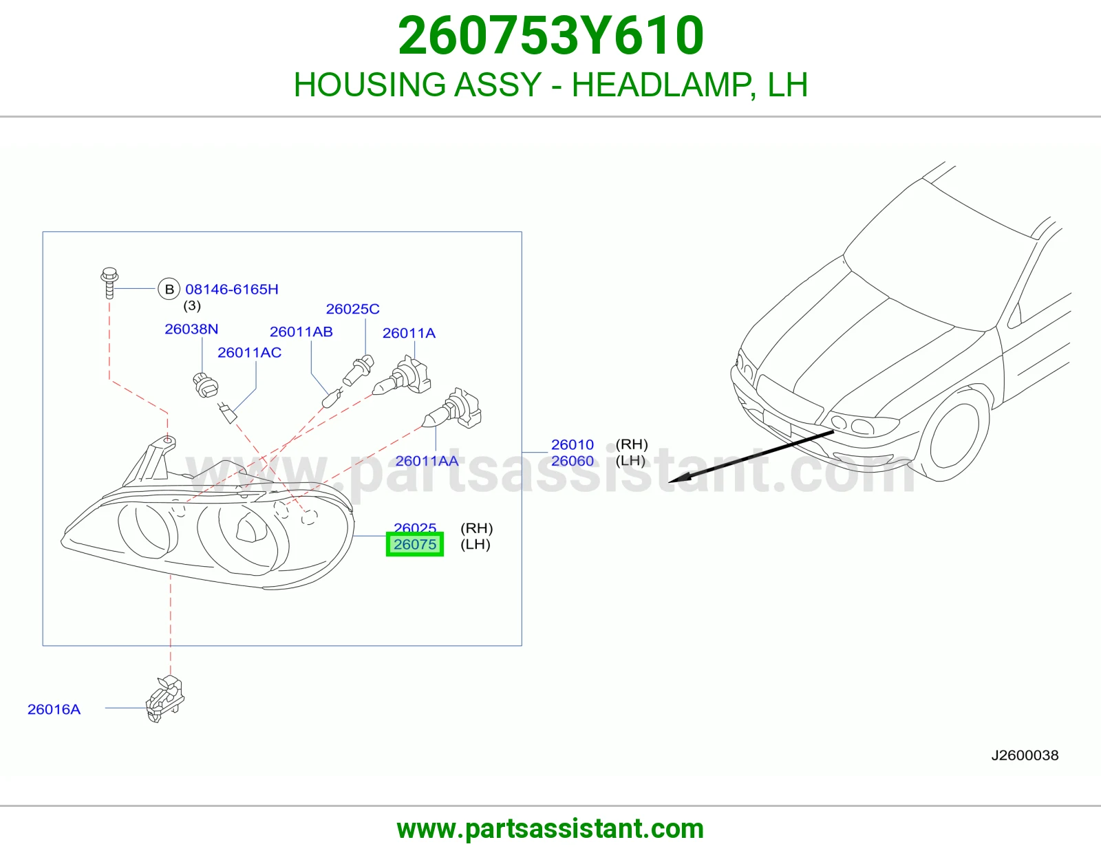 HOUSING ASSY - HEADLAMP, LH