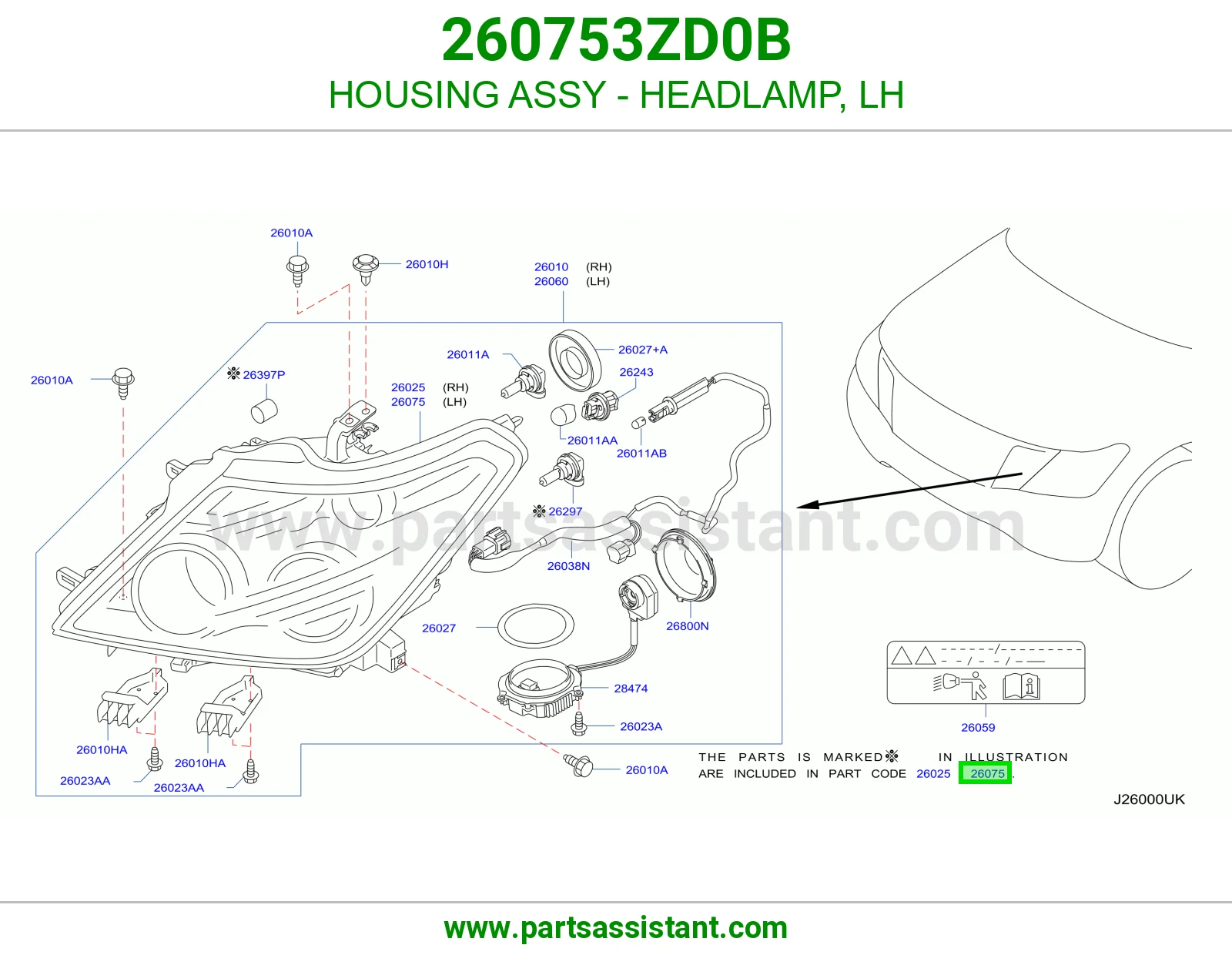 HOUSING ASSY - HEADLAMP, LH