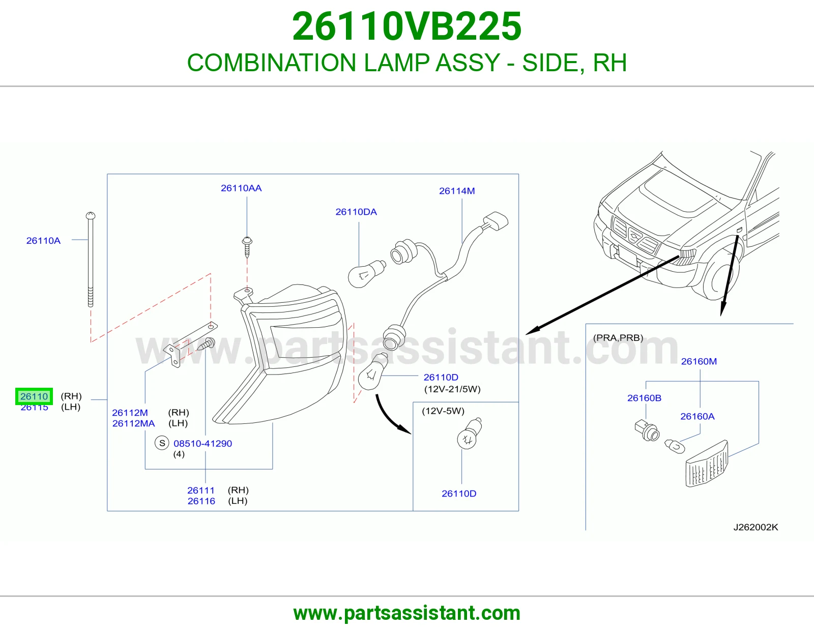COMBINATION LAMP ASSY - SIDE, RH