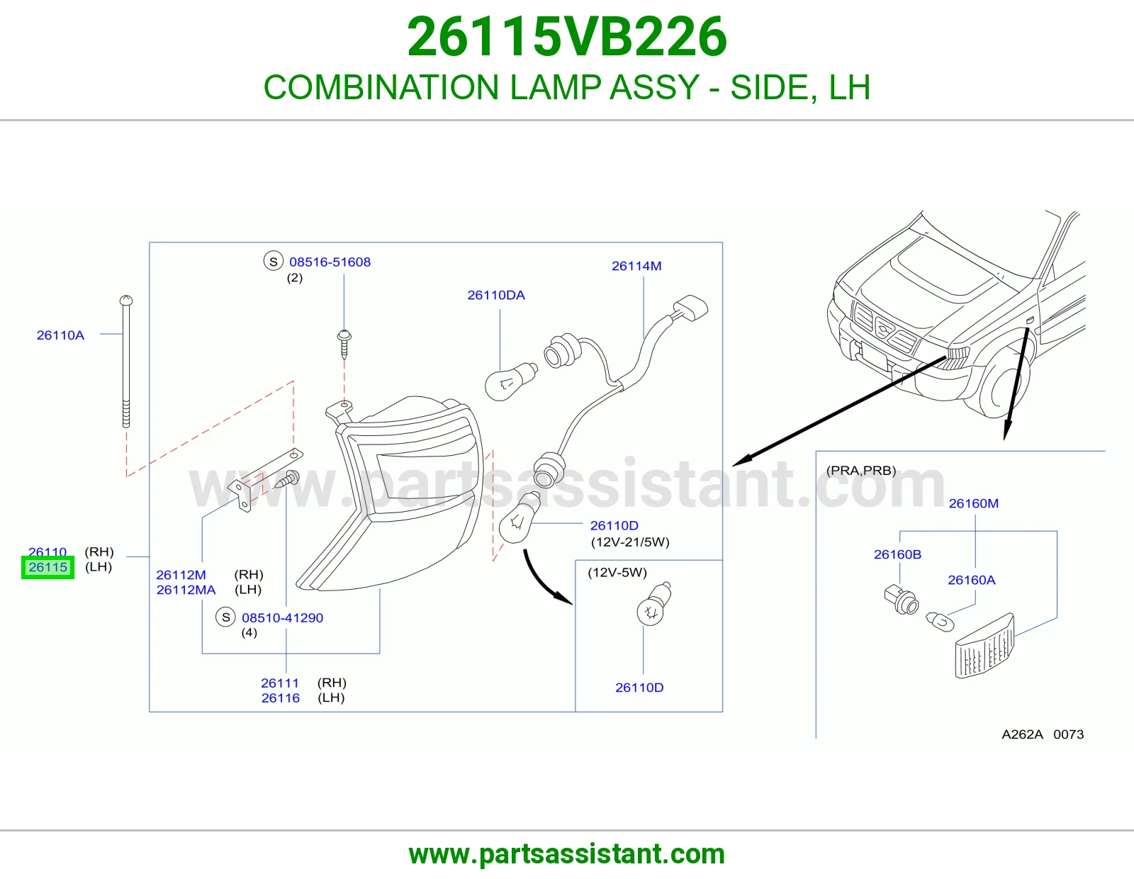 COMBINATION LAMP ASSY - SIDE, LH