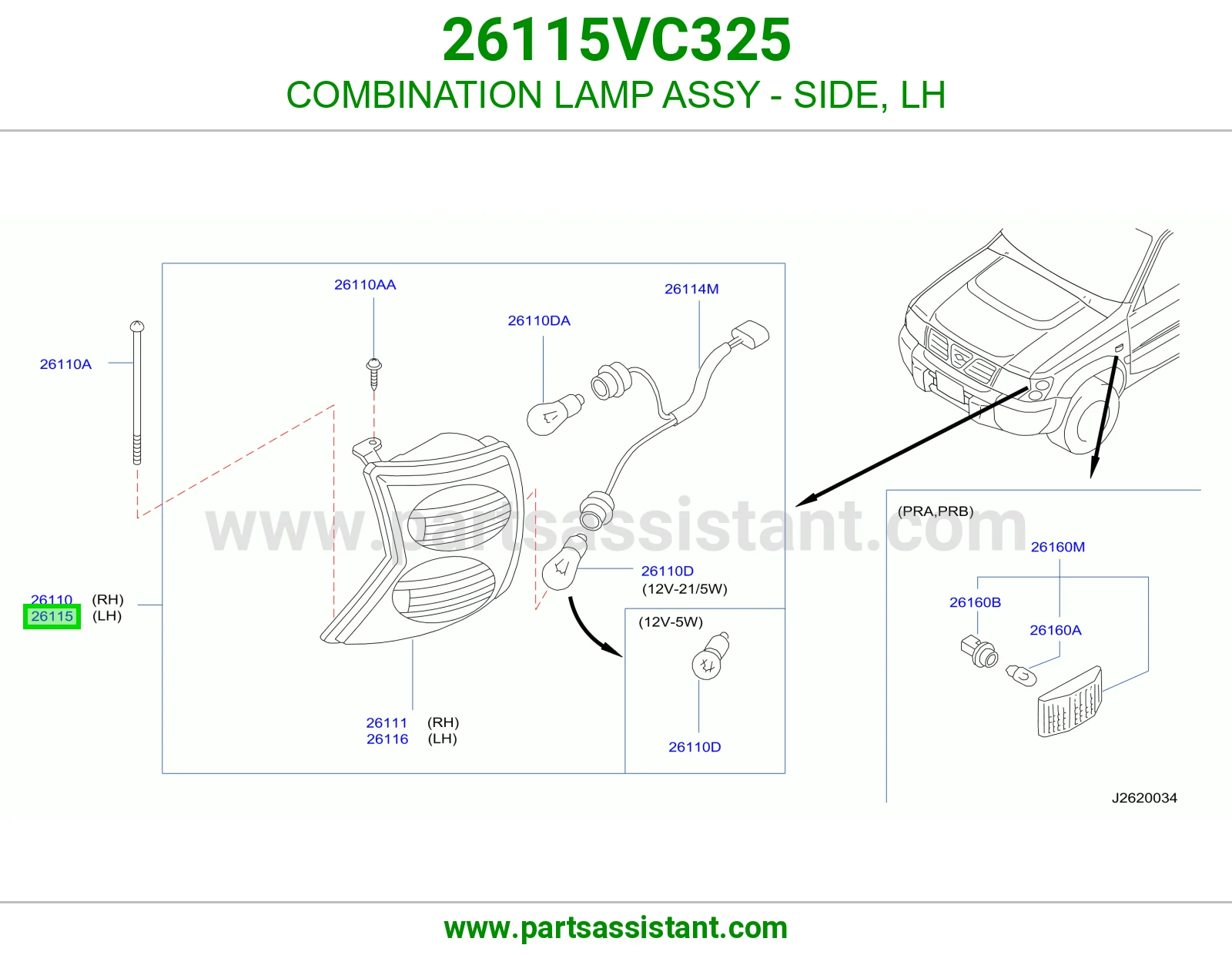 COMBINATION LAMP ASSY - SIDE, LH