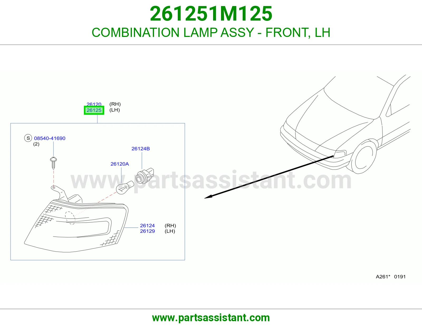 COMBINATION LAMP ASSY - FRONT, LH