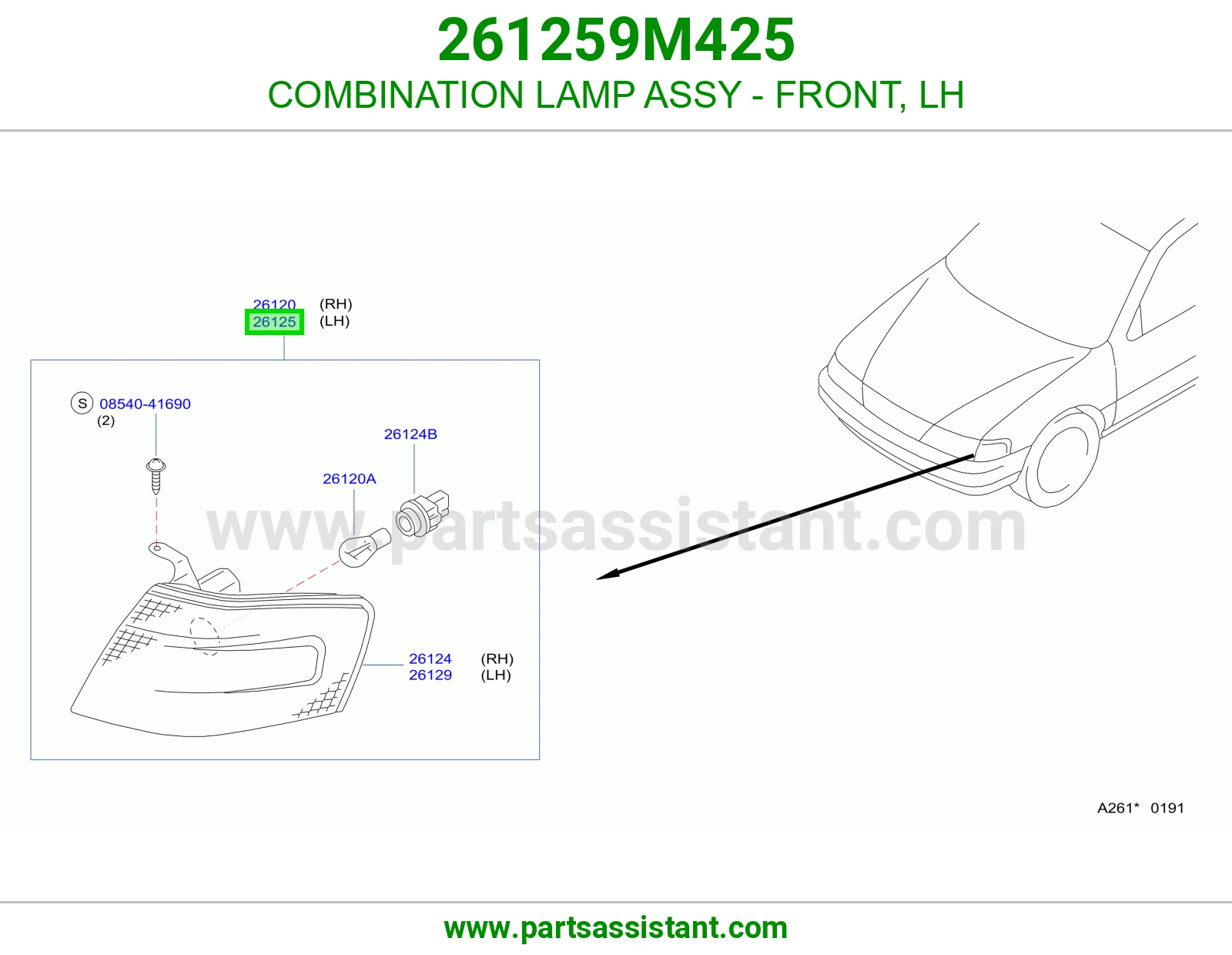 COMBINATION LAMP ASSY - FRONT, LH