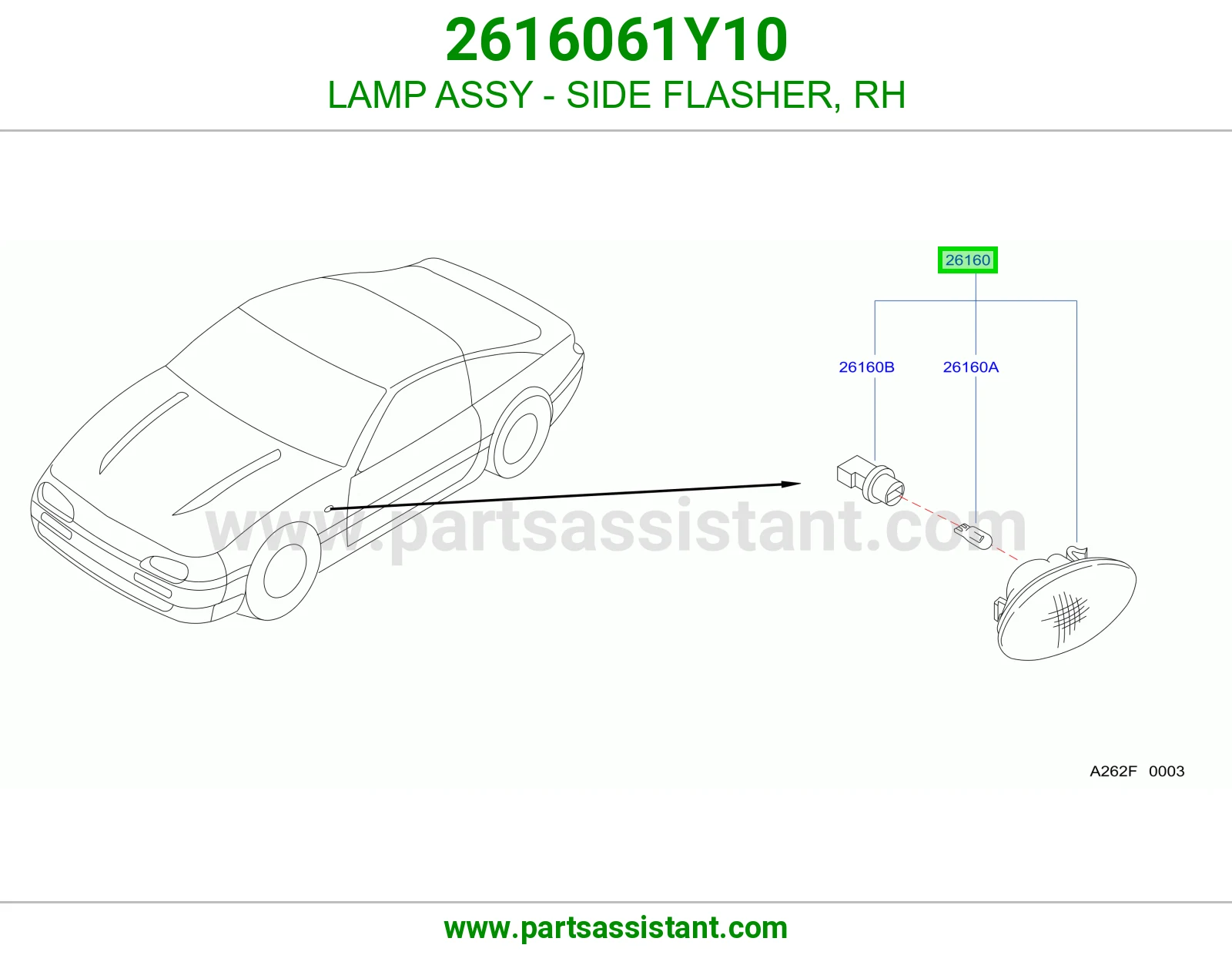 LAMP ASSY - SIDE FLASHER, RH