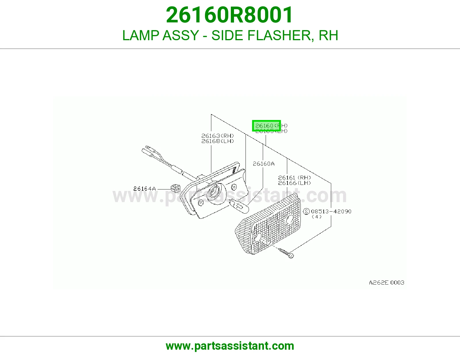 LAMP ASSY - SIDE FLASHER, RH