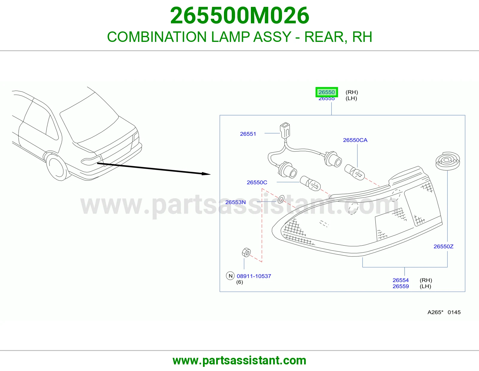 COMBINATION LAMP ASSY - REAR, RH