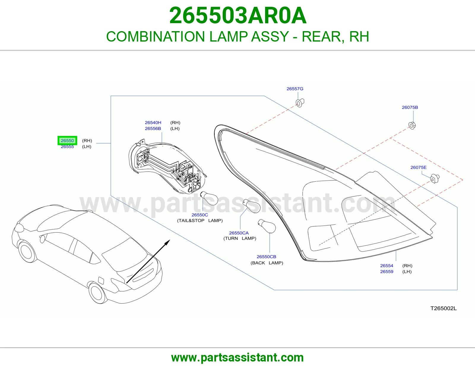COMBINATION LAMP ASSY - REAR, RH