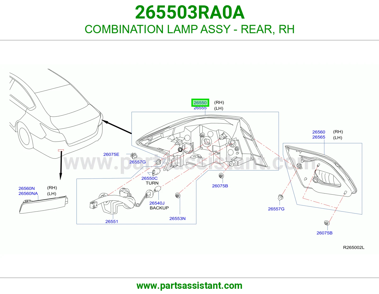COMBINATION LAMP ASSY - REAR, RH