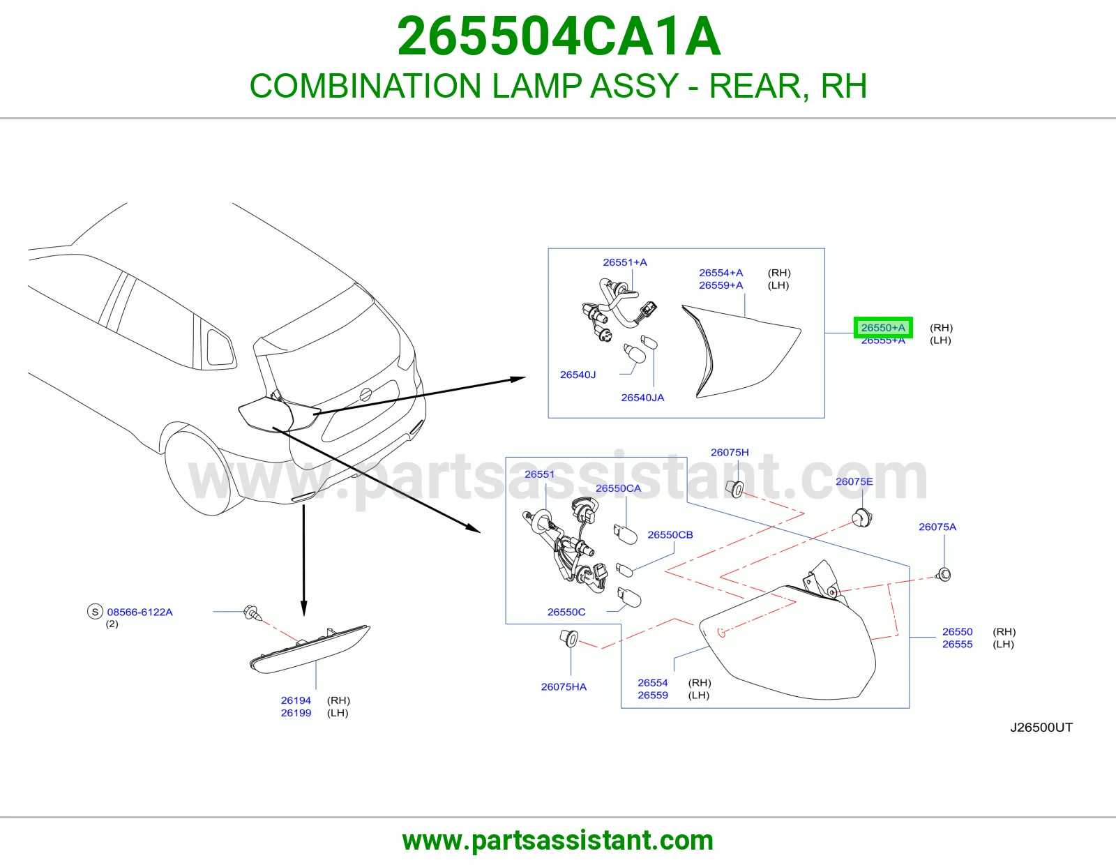 COMBINATION LAMP ASSY - REAR, RH