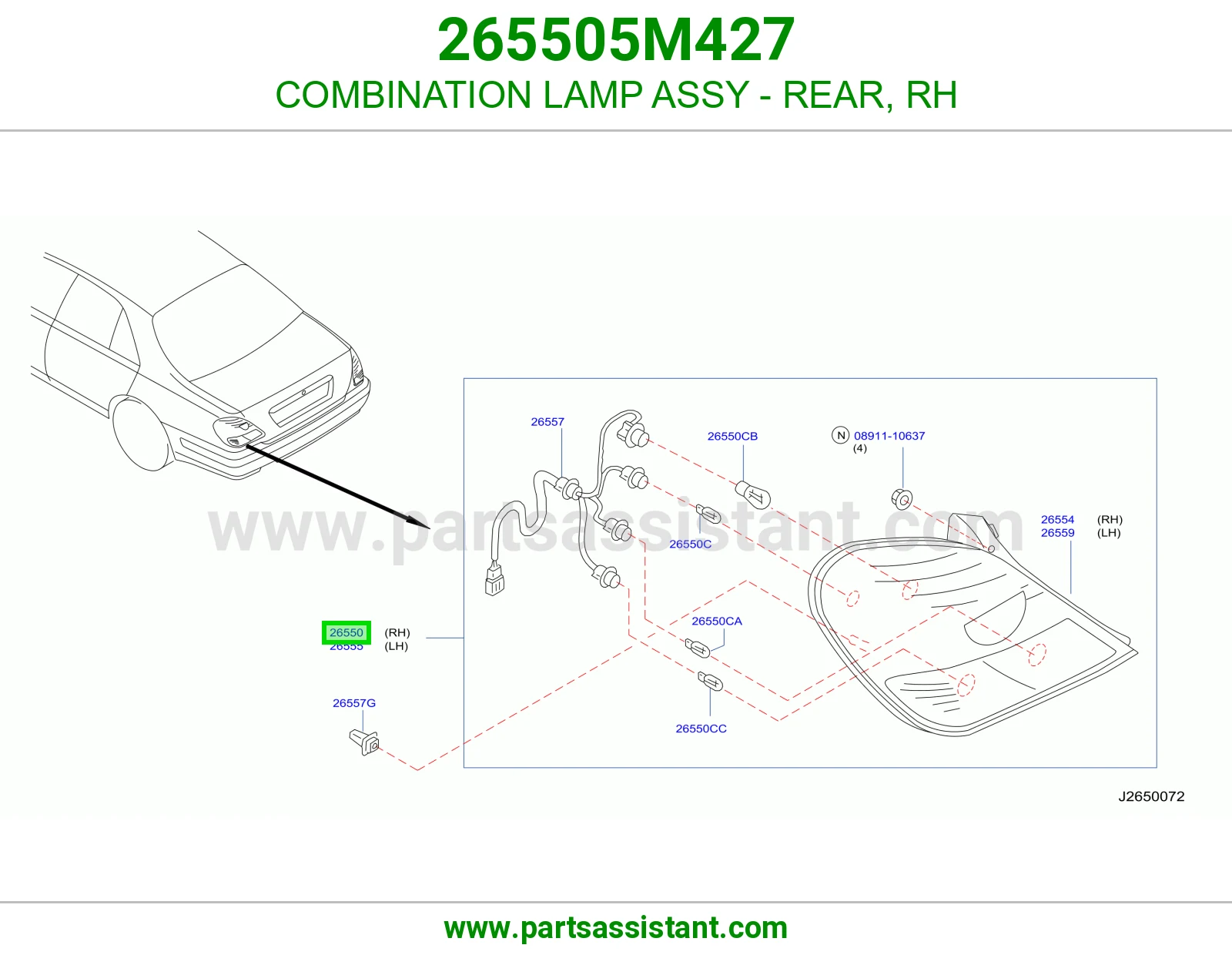 COMBINATION LAMP ASSY - REAR, RH