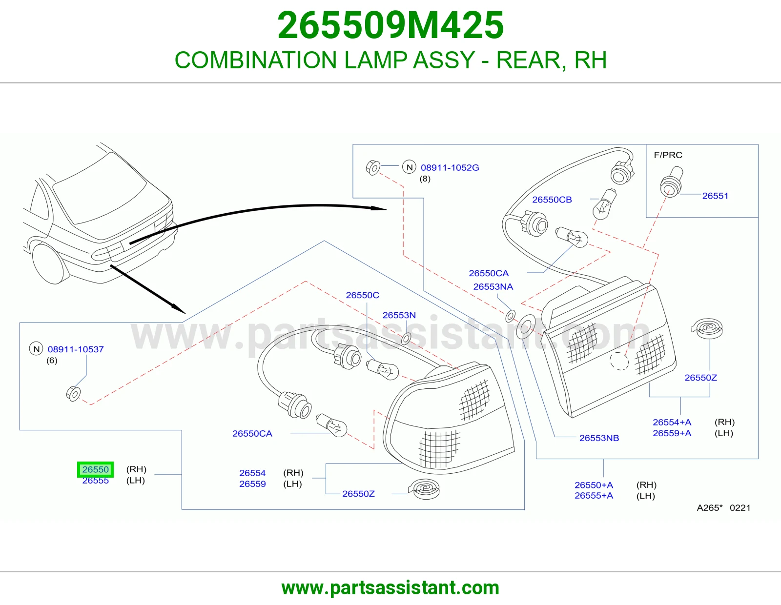 COMBINATION LAMP ASSY - REAR, RH