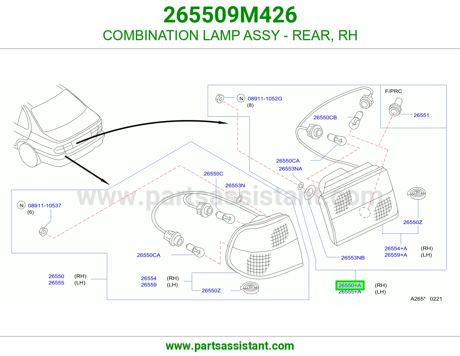 COMBINATION LAMP ASSY - REAR, RH