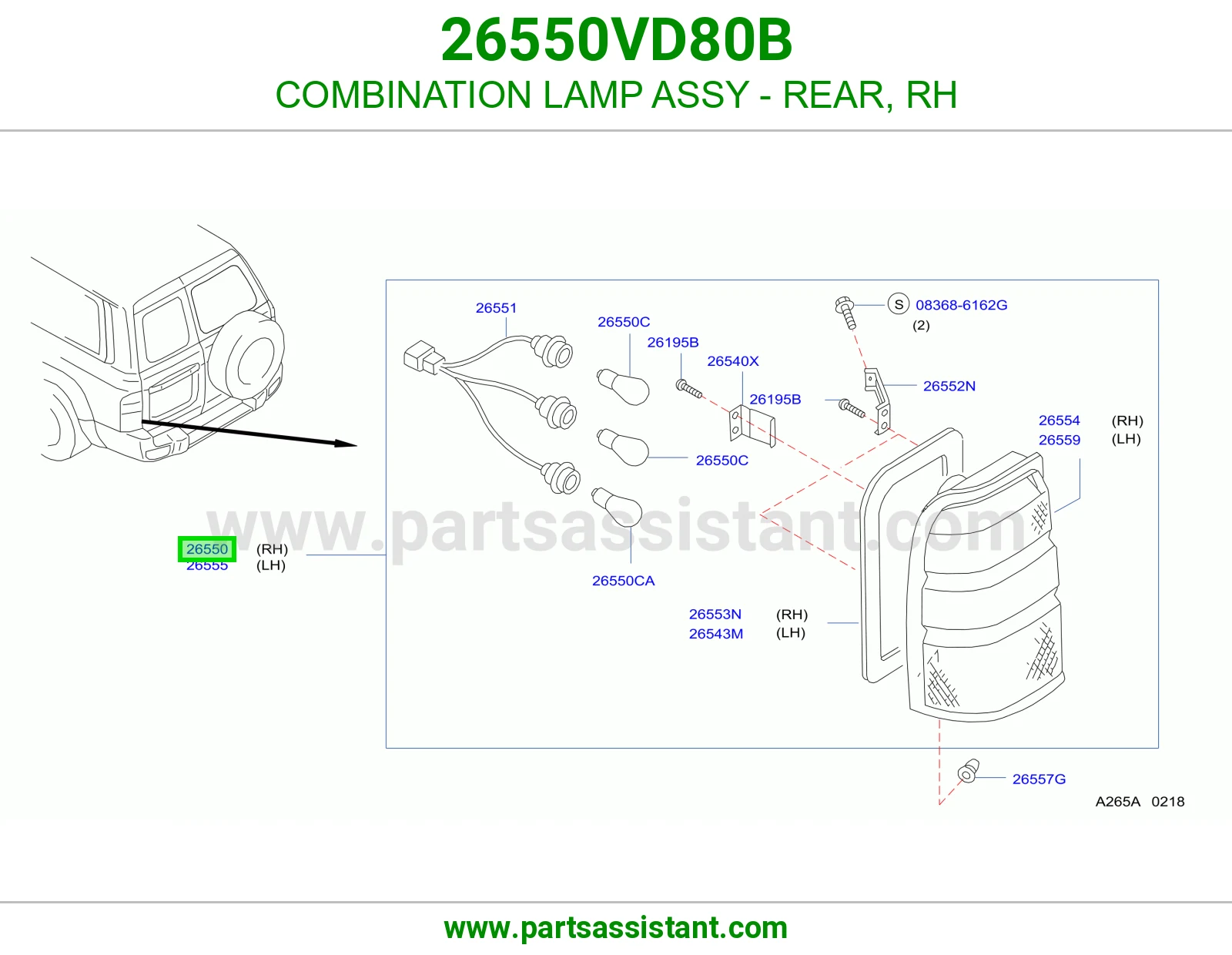 COMBINATION LAMP ASSY - REAR, RH