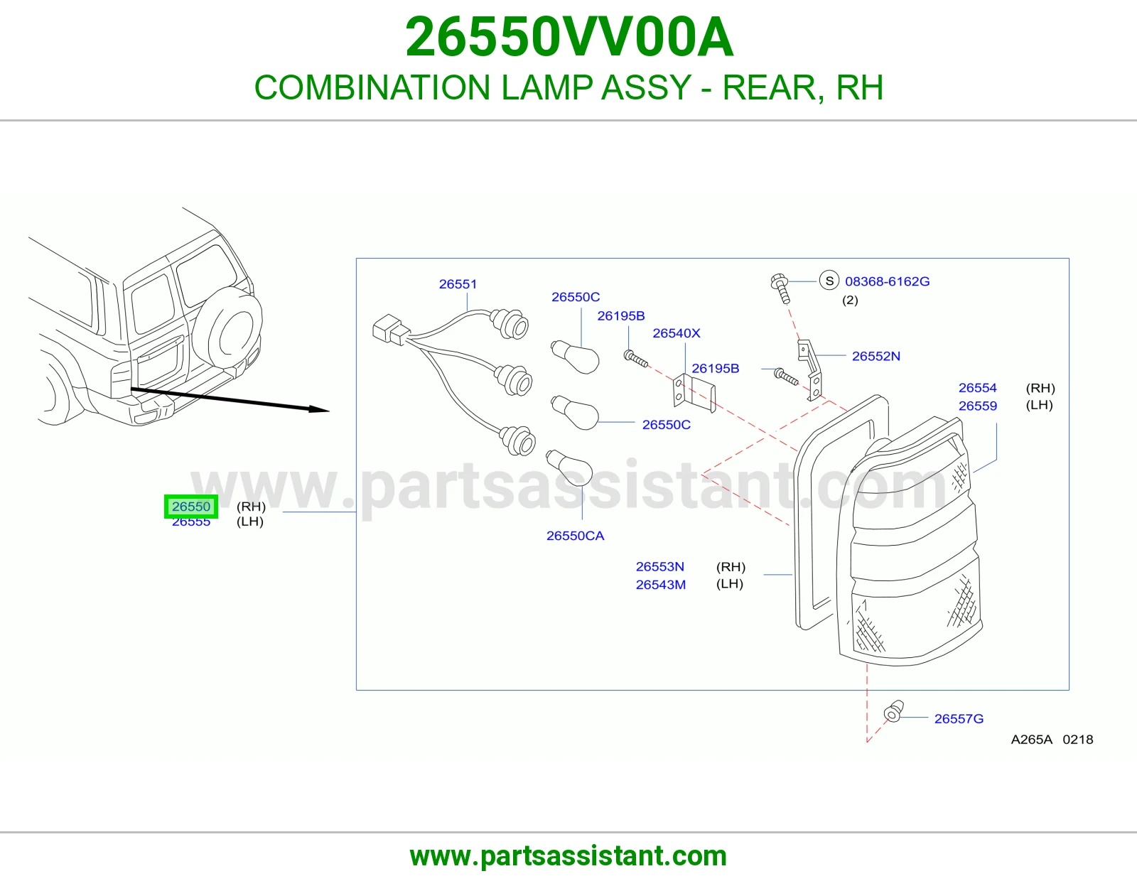 COMBINATION LAMP ASSY - REAR, RH