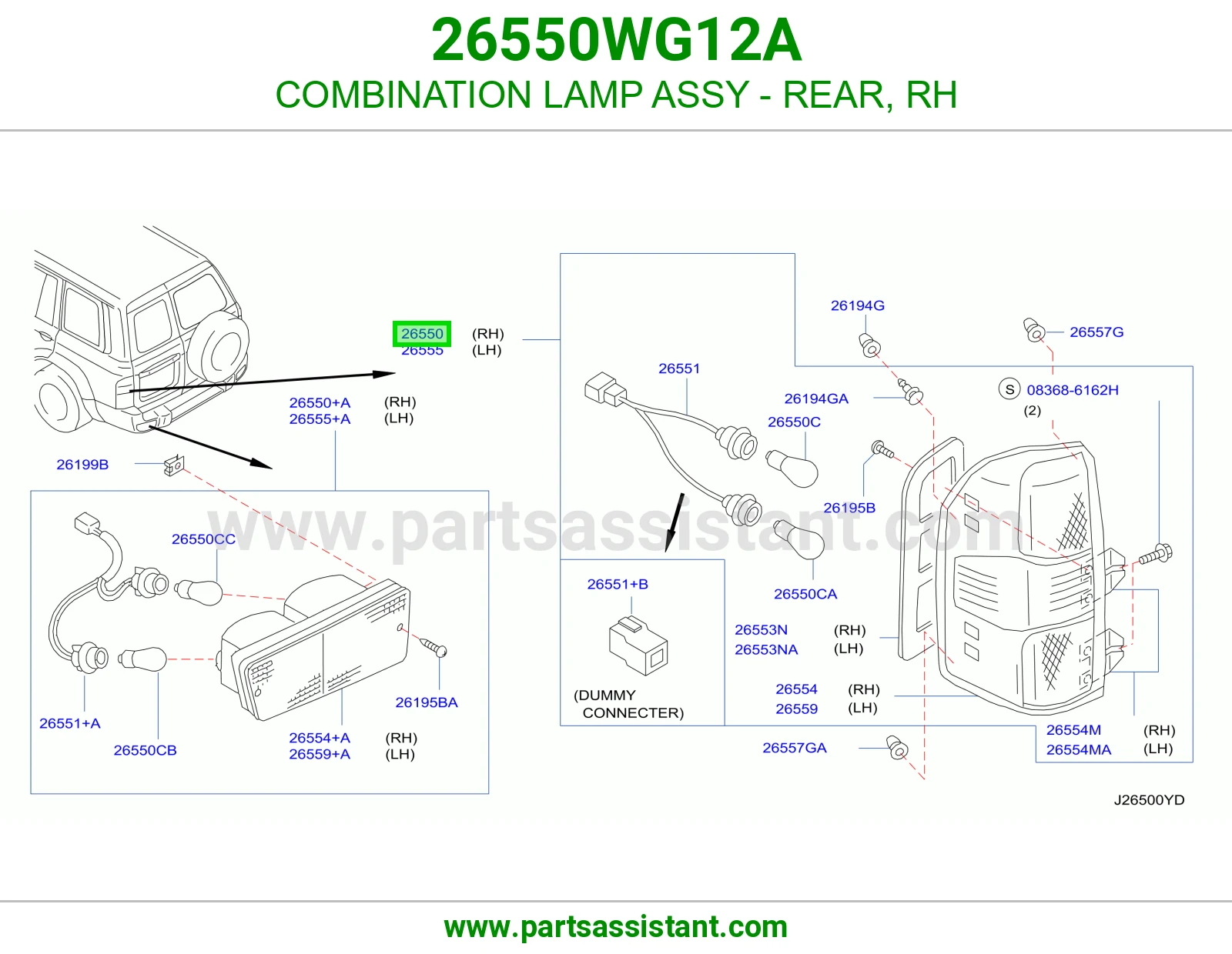 COMBINATION LAMP ASSY - REAR, RH