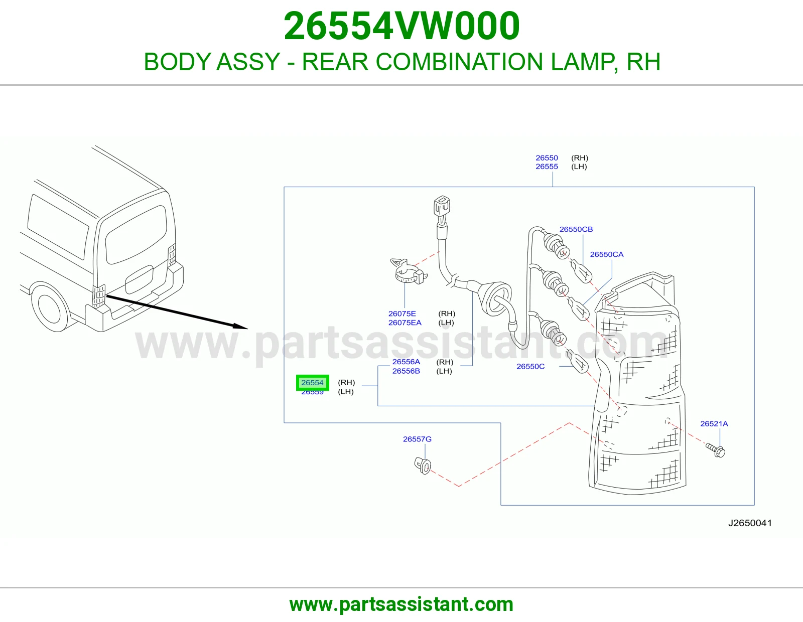 BODY ASSY - REAR COMBINATION LAMP, RH