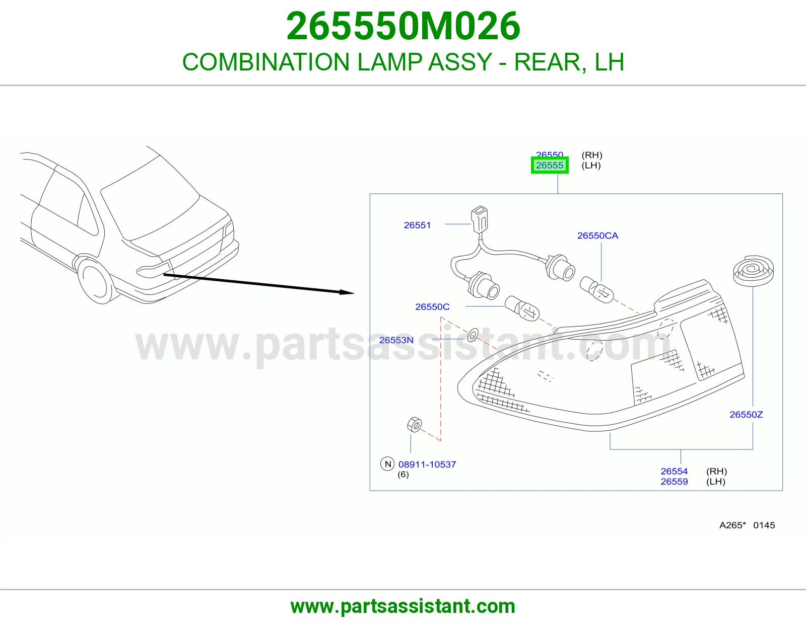 COMBINATION LAMP ASSY - REAR, LH