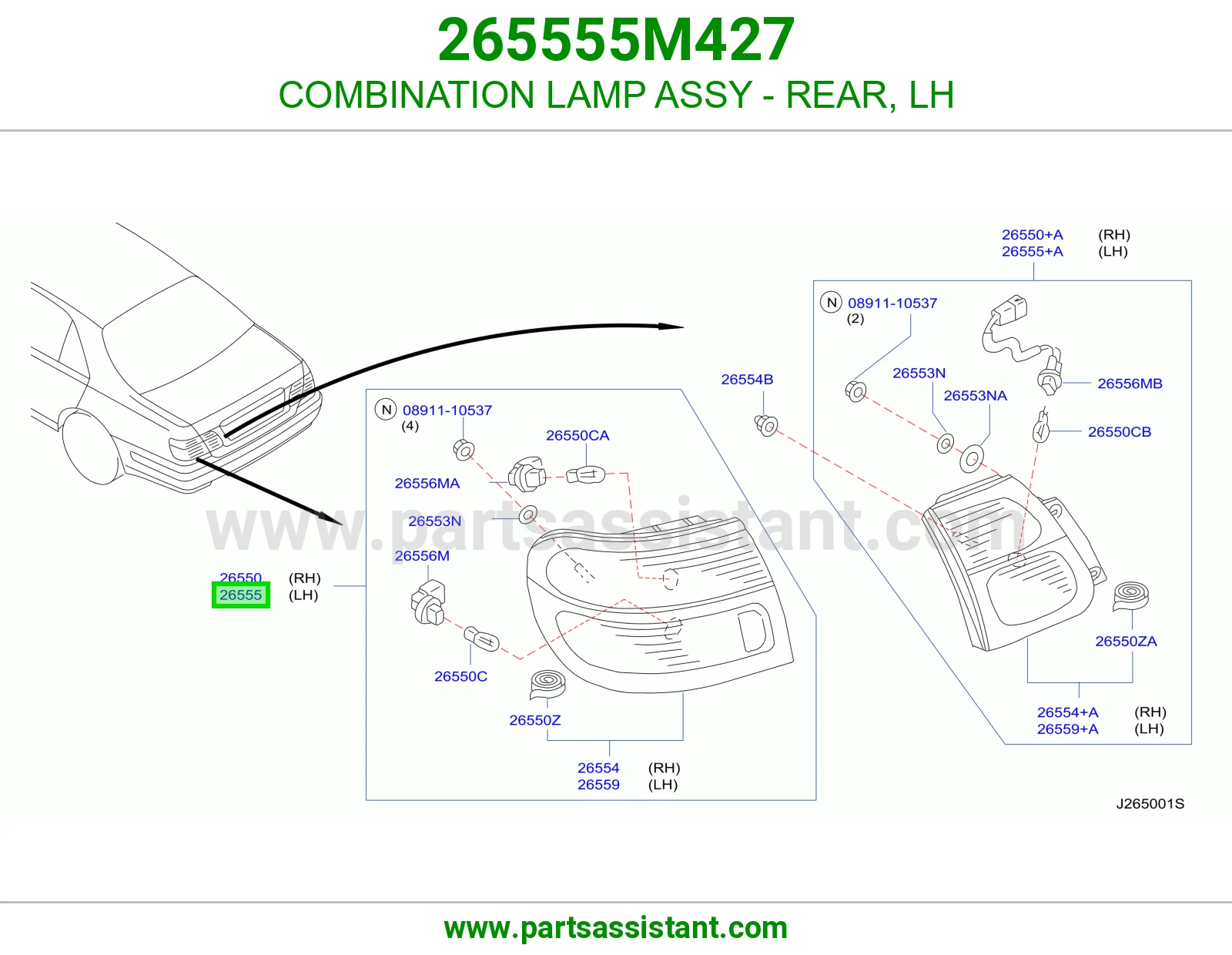 COMBINATION LAMP ASSY - REAR, LH