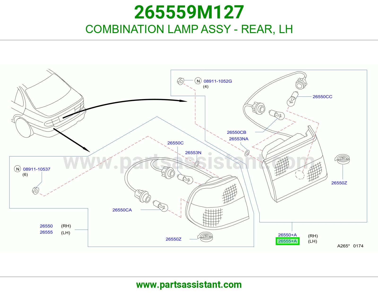 COMBINATION LAMP ASSY - REAR, LH