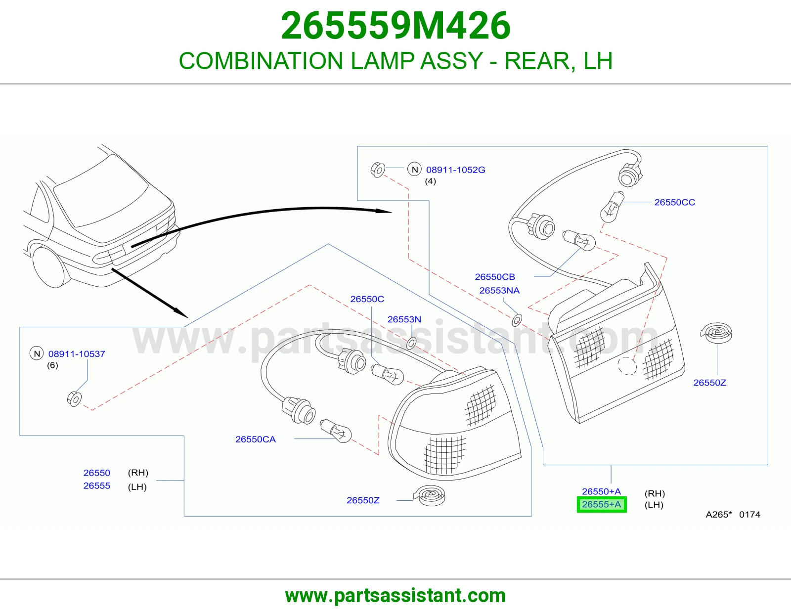 COMBINATION LAMP ASSY - REAR, LH