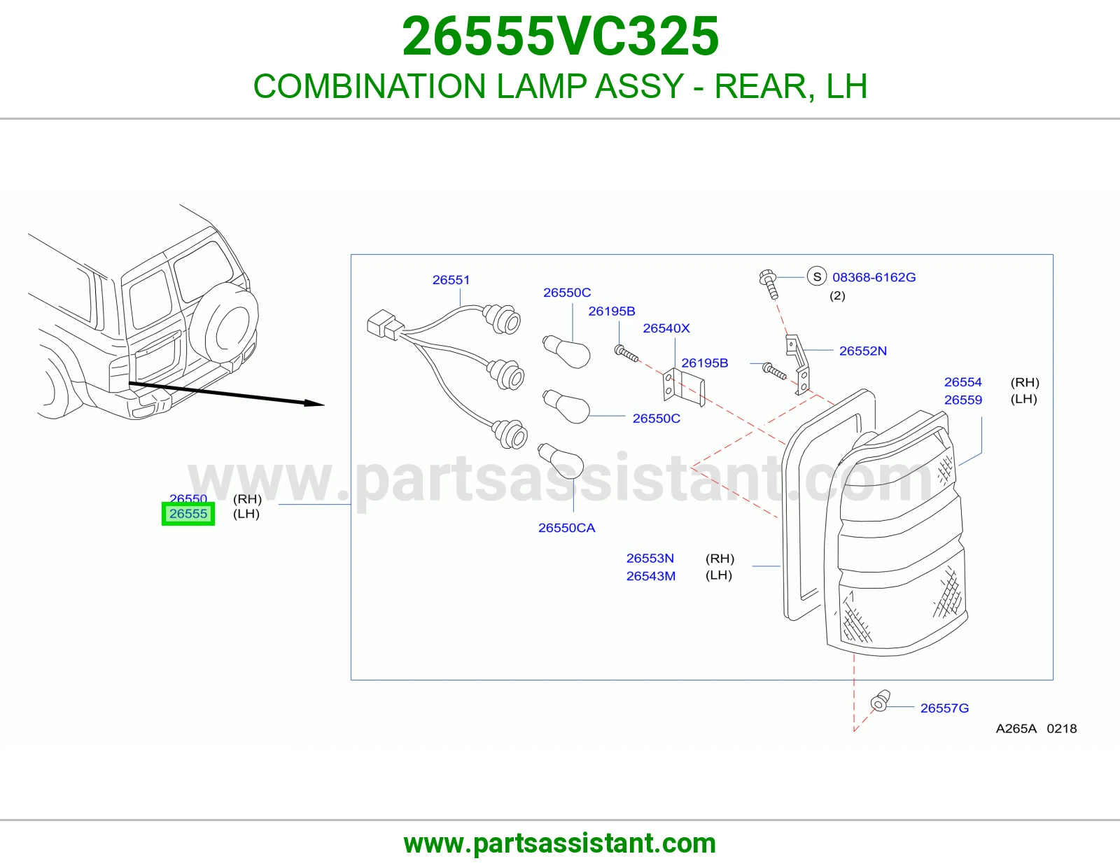 COMBINATION LAMP ASSY - REAR, LH