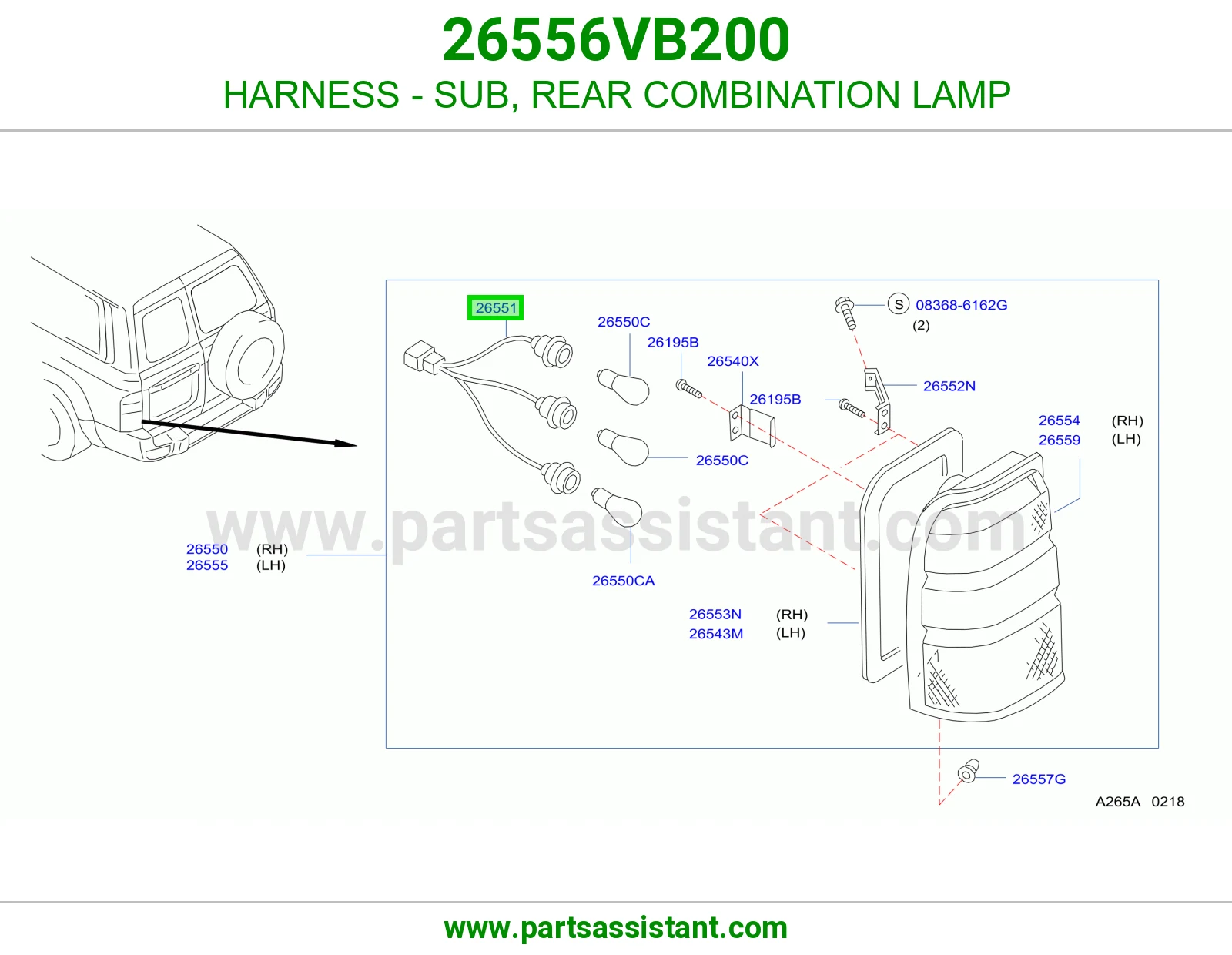 HARNESS - SUB, REAR COMBINATION LAMP