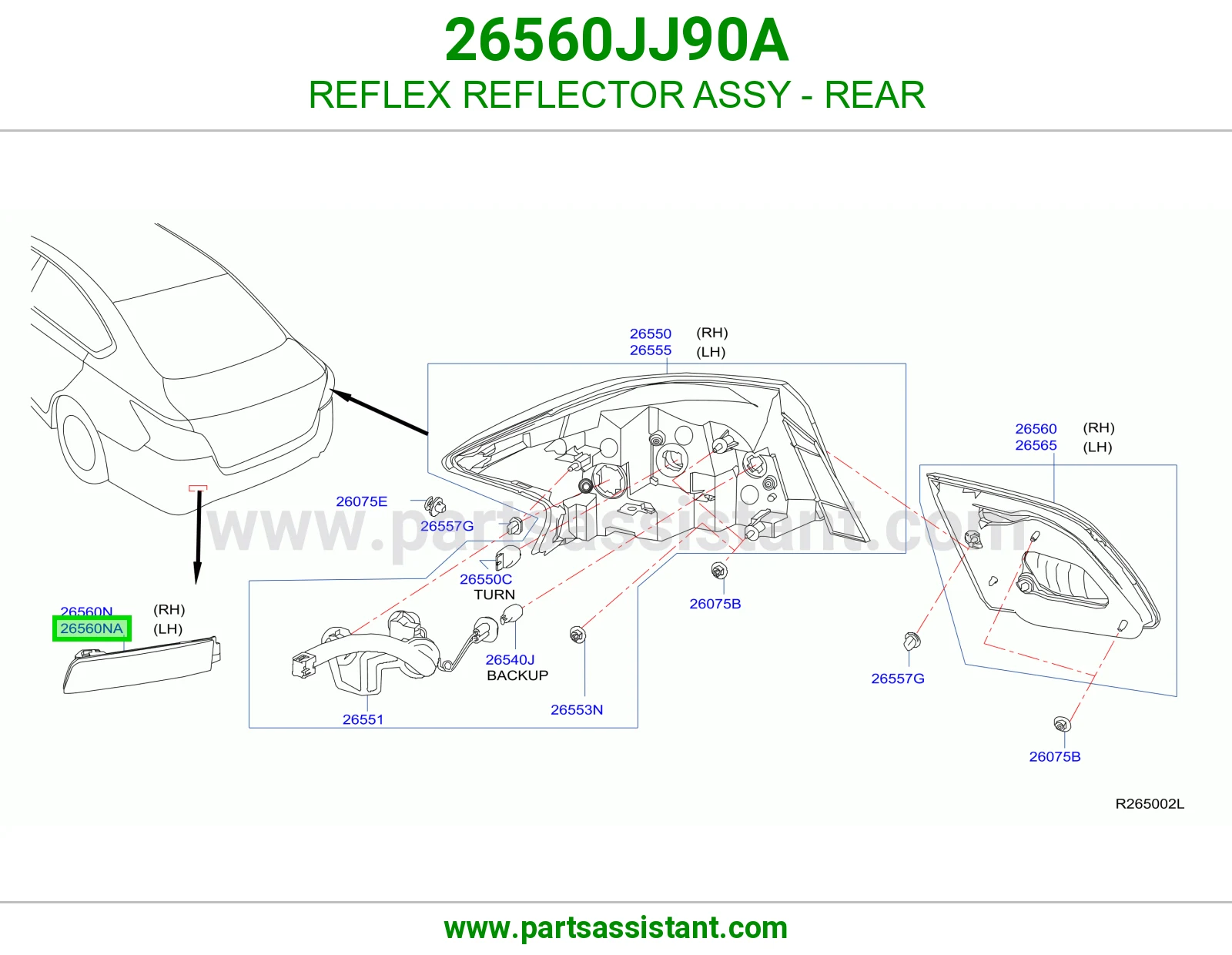 REFLEX REFLECTOR ASSY - REAR