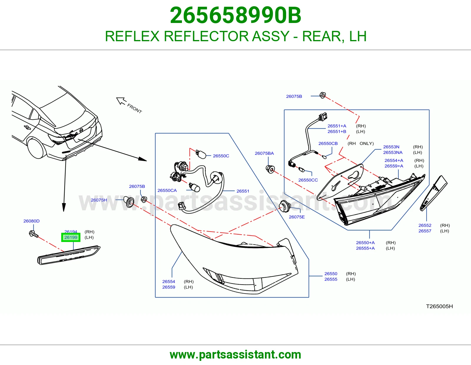 REFLEX REFLECTOR ASSY - REAR, LH