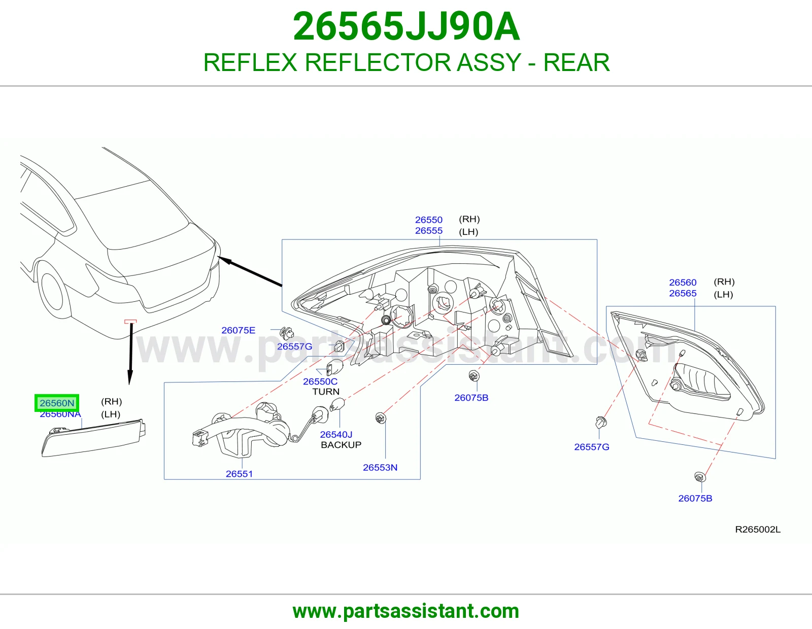 REFLEX REFLECTOR ASSY - REAR