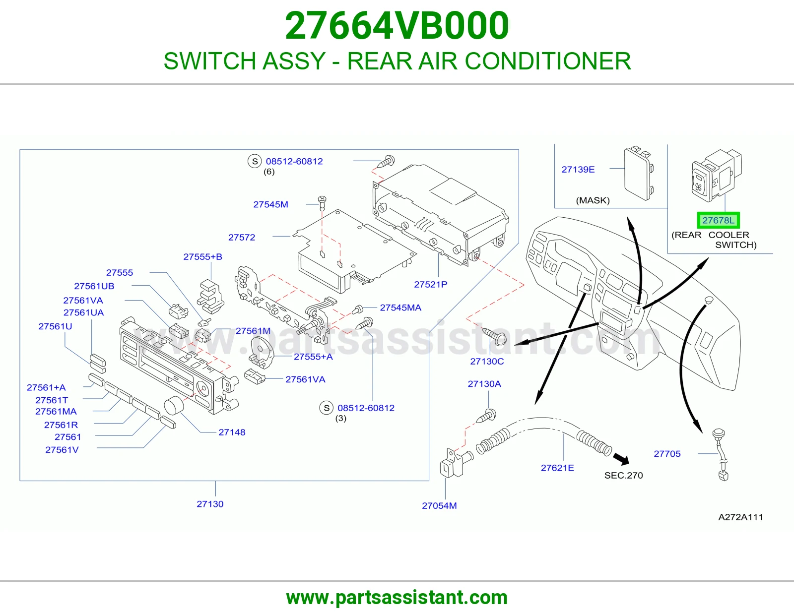 SWITCH ASSY - REAR AIR CONDITIONER
