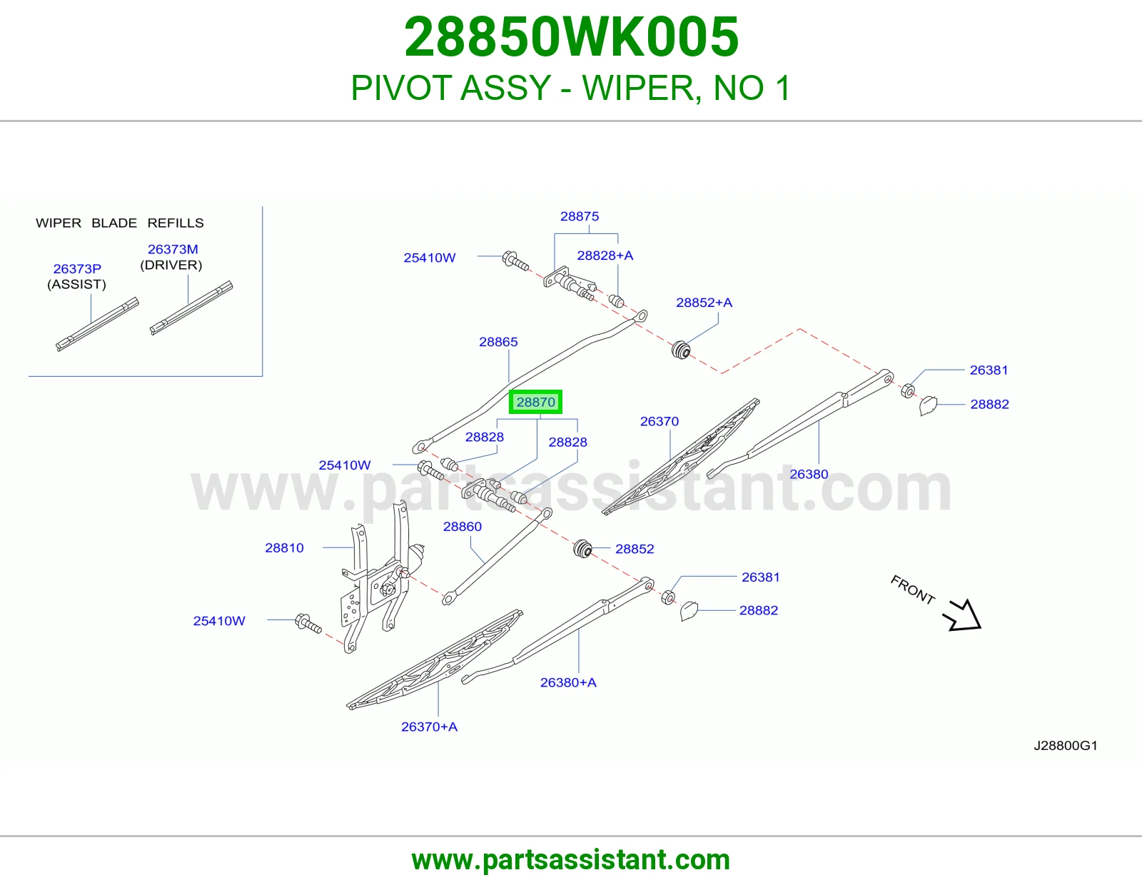 PIVOT ASSY - WIPER, NO 1