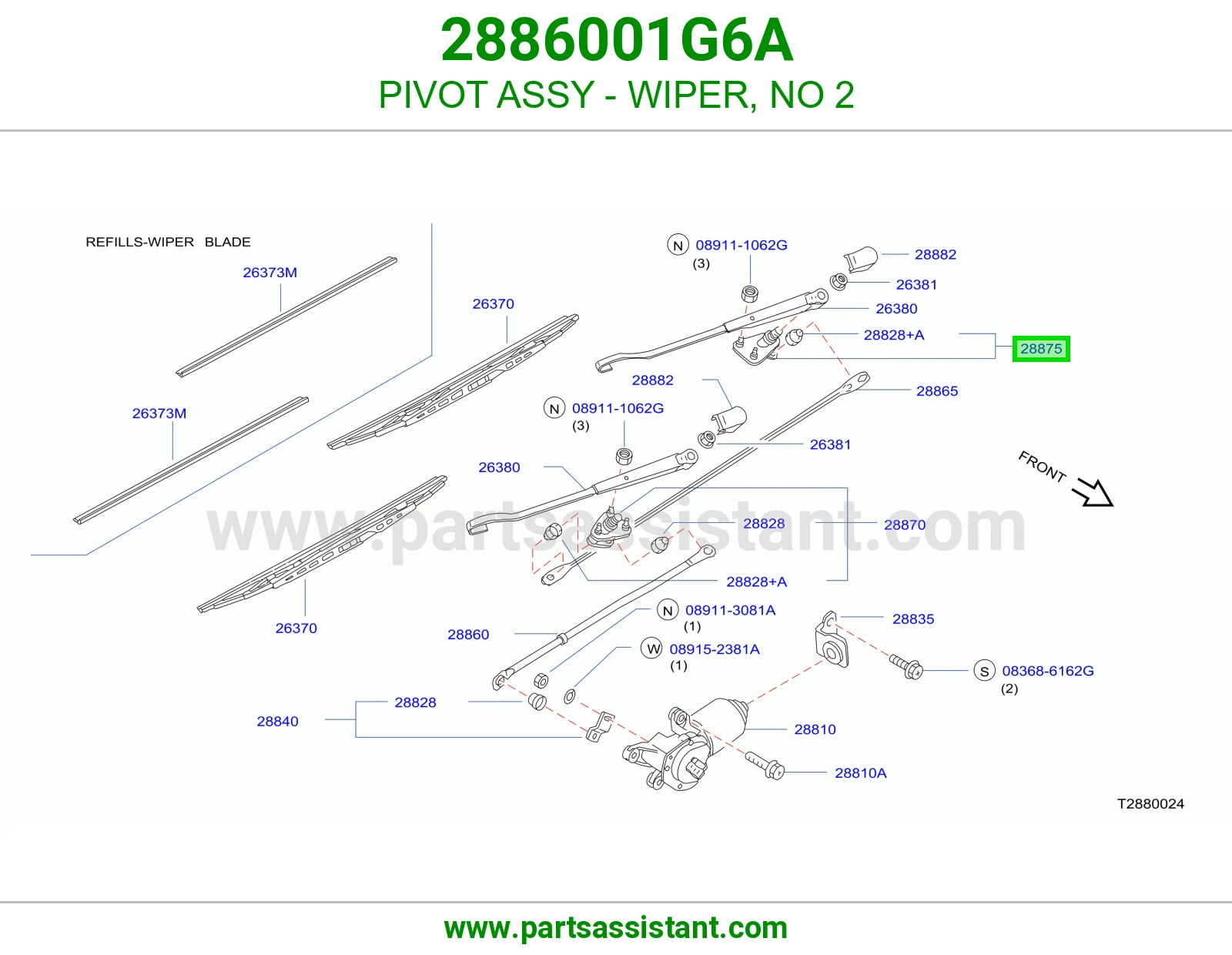 PIVOT ASSY - WIPER, NO 2