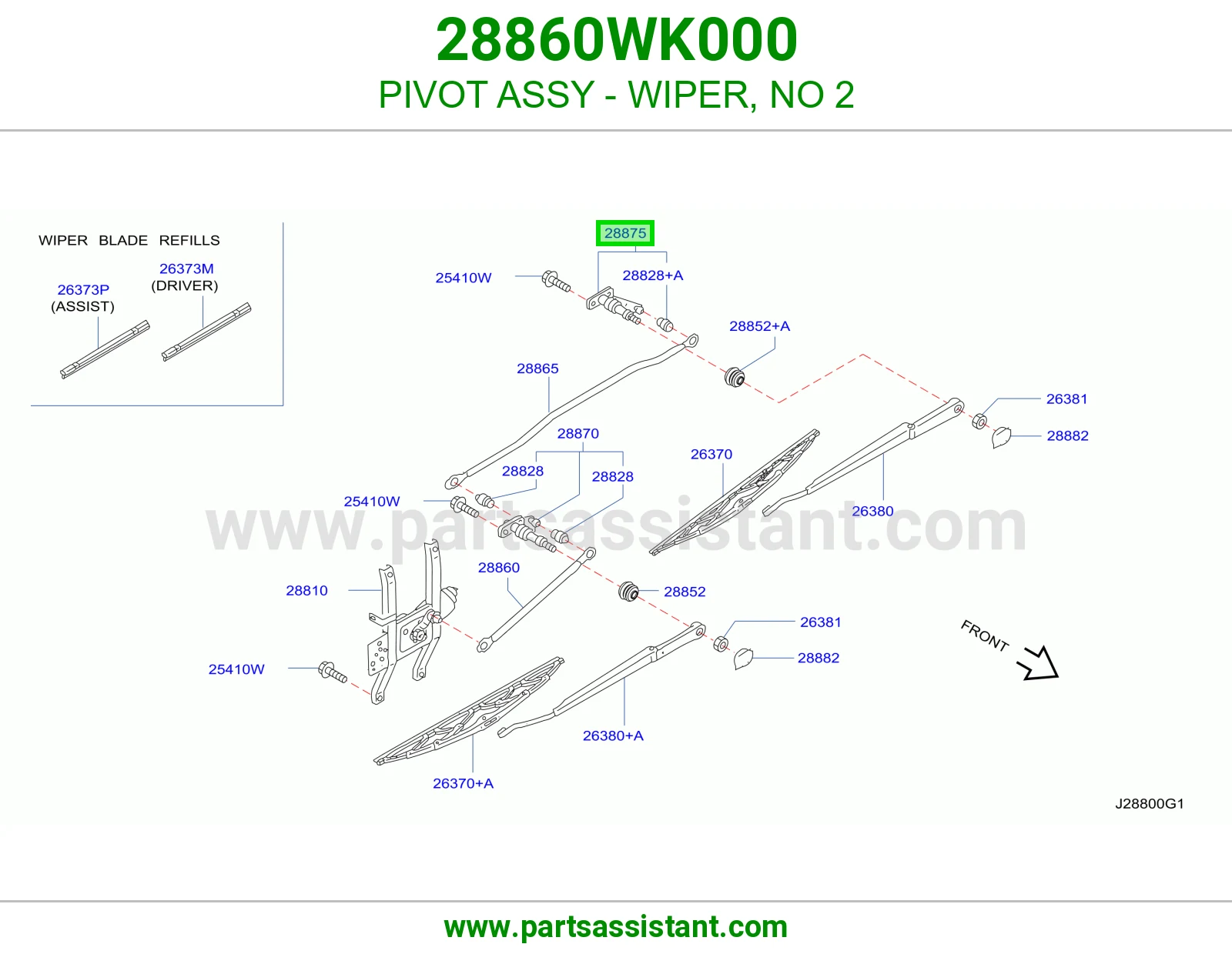 PIVOT ASSY - WIPER, NO 2