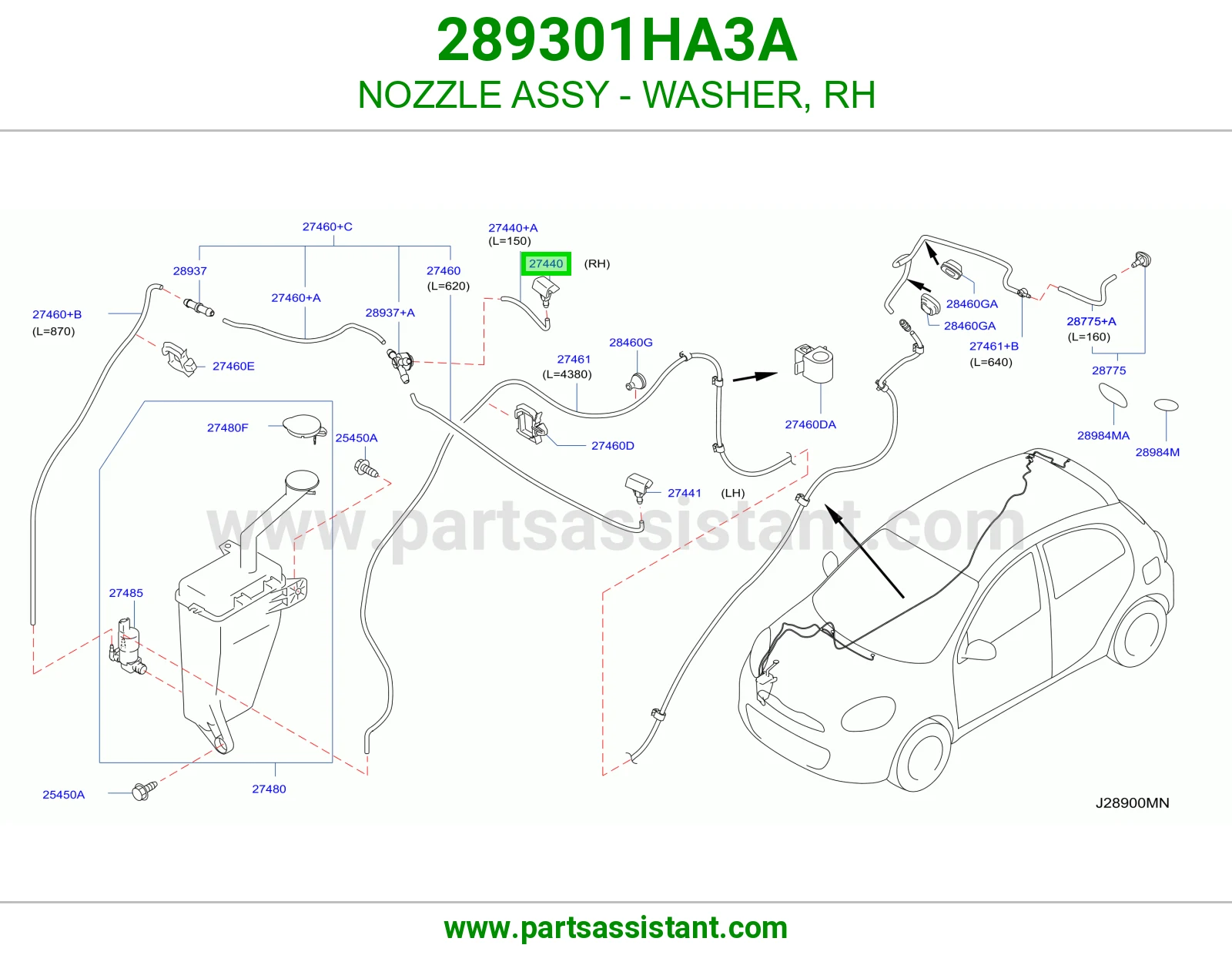 NOZZLE ASSY - WASHER, RH