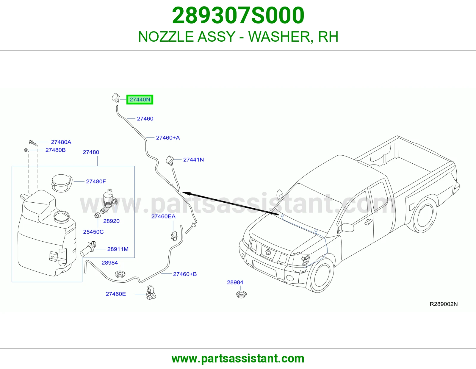 NOZZLE ASSY - WASHER, RH