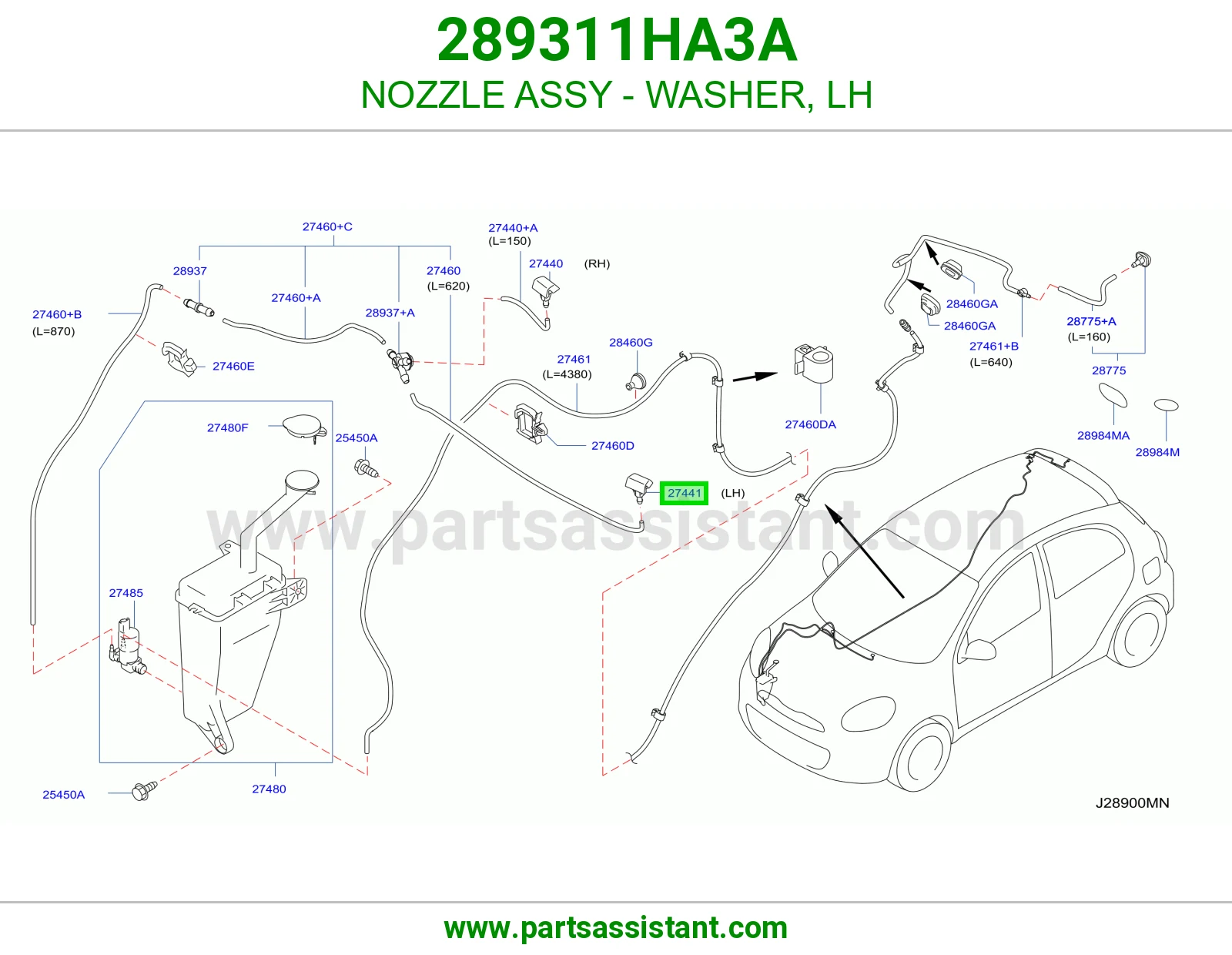 NOZZLE ASSY - WASHER, LH