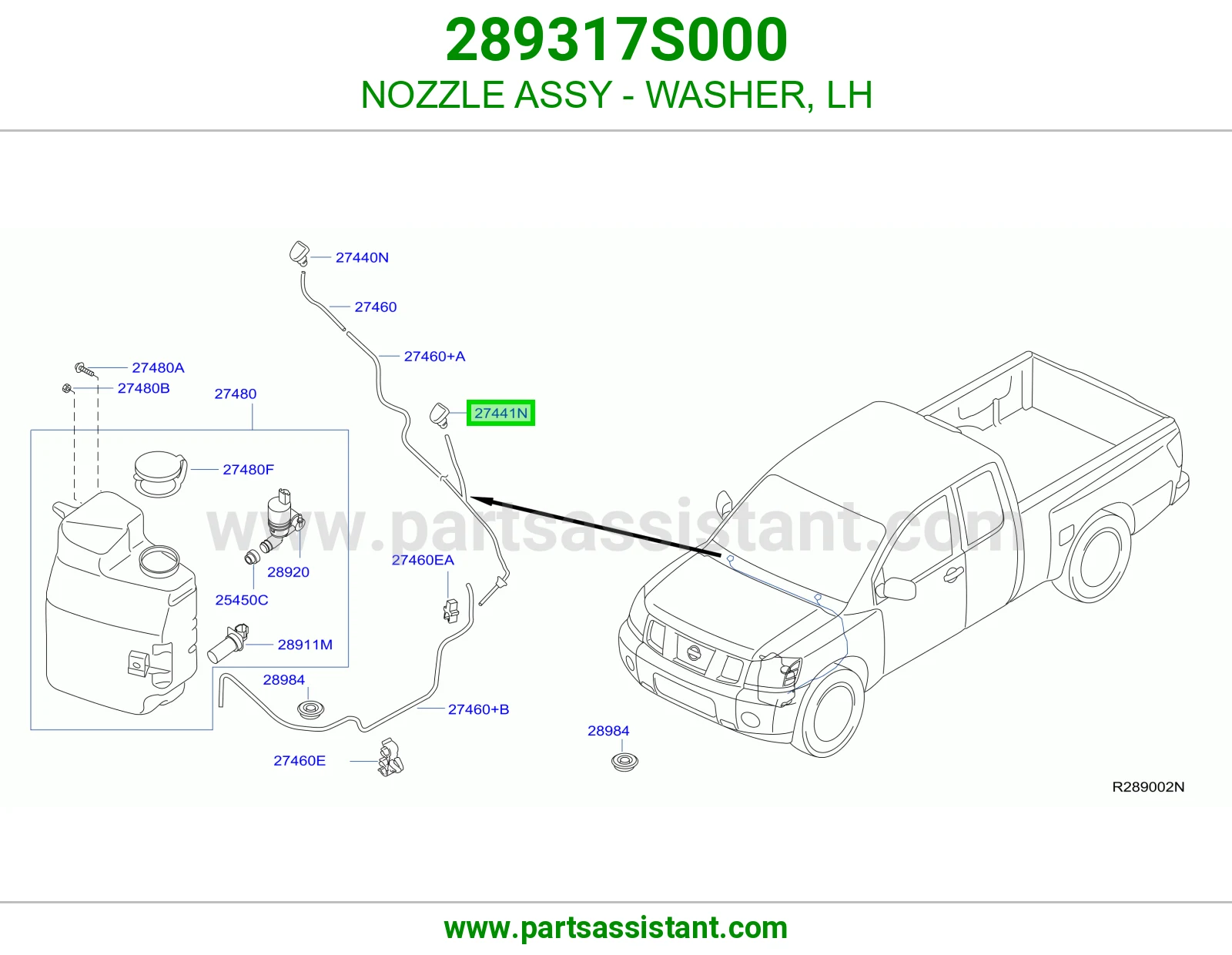 NOZZLE ASSY - WASHER, LH