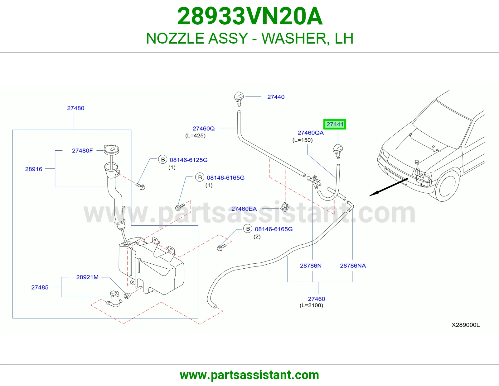 NOZZLE ASSY - WASHER, LH