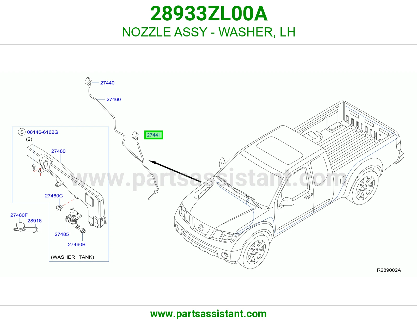 NOZZLE ASSY - WASHER, LH