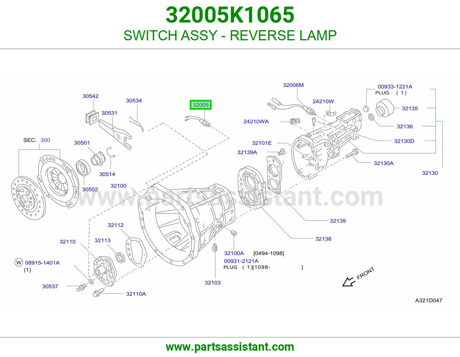 SWITCH ASSY - REVERSE LAMP