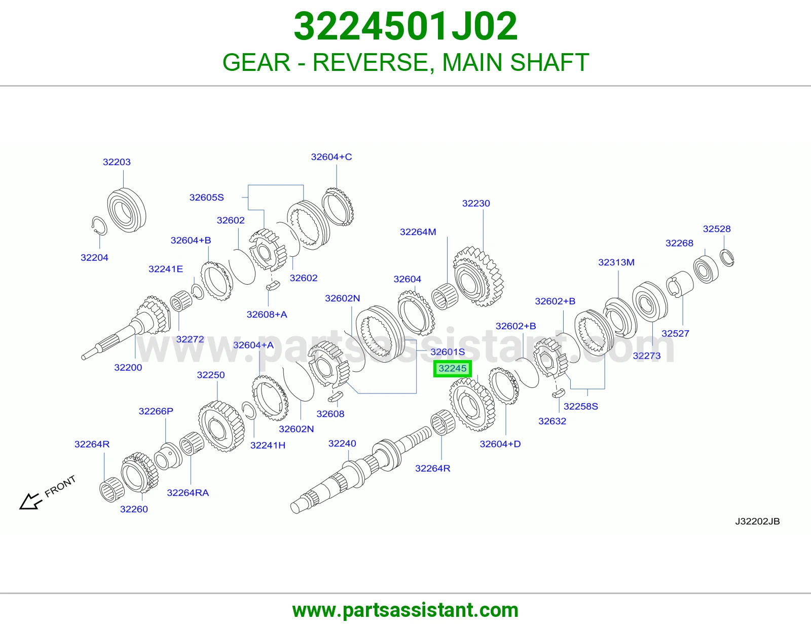 GEAR - REVERSE, MAIN SHAFT
