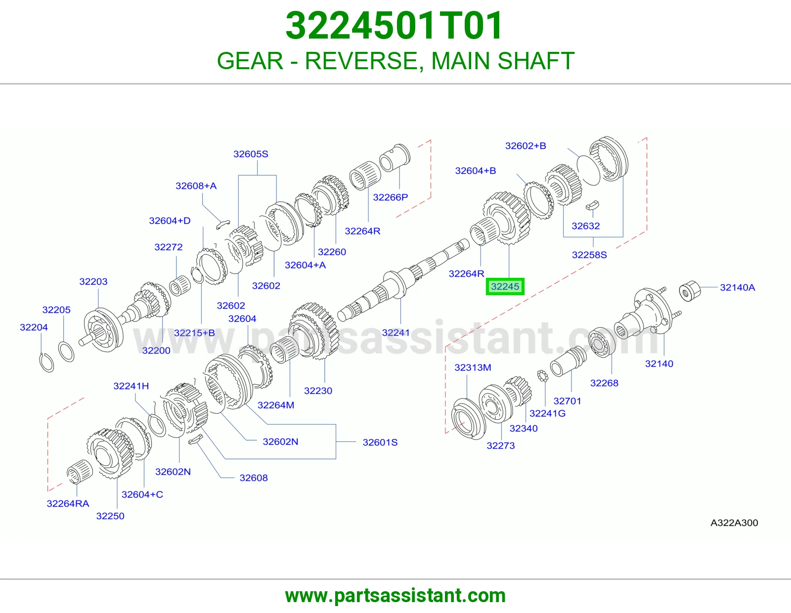 GEAR - REVERSE, MAIN SHAFT
